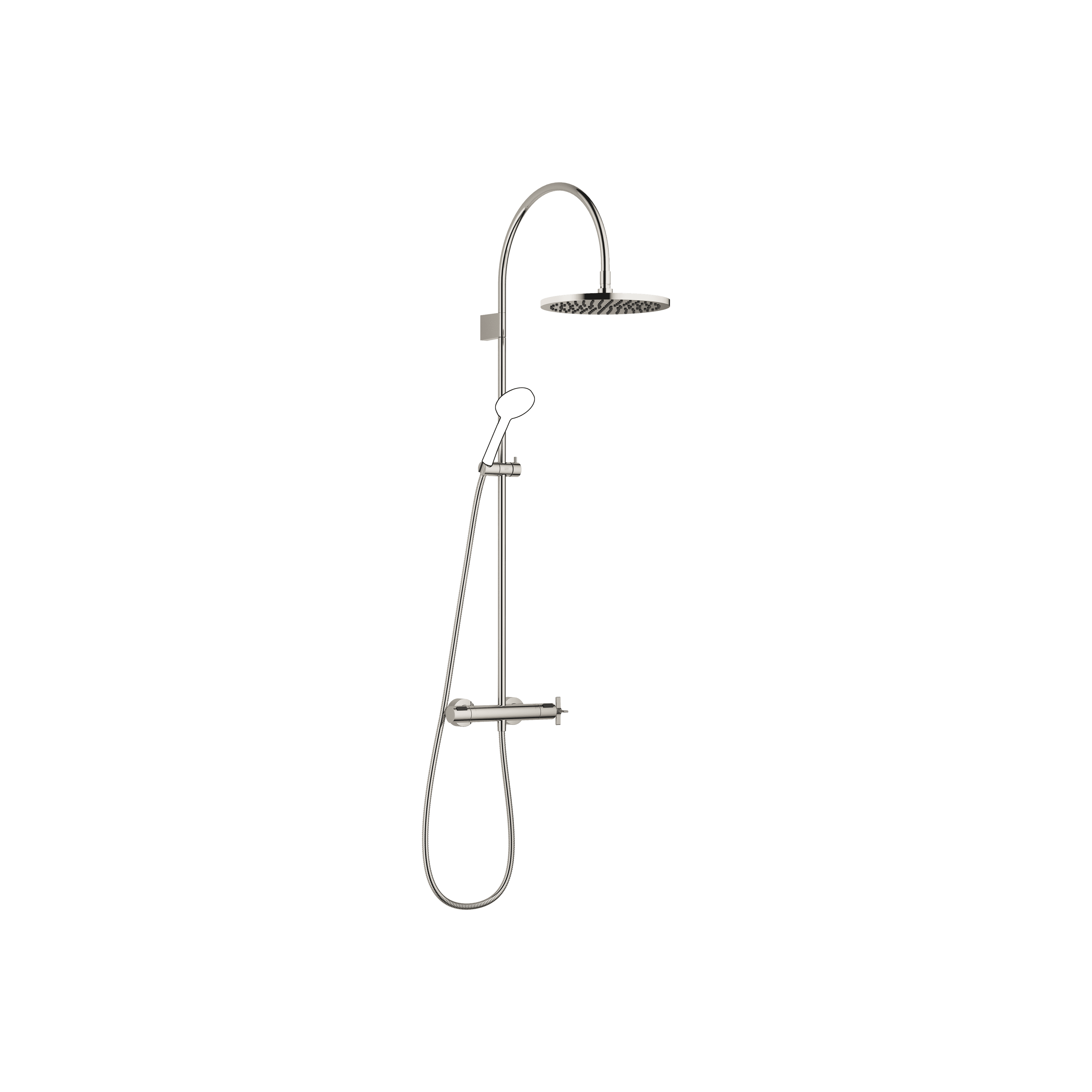 VAIA Shower pipe with shower thermostat without hand shower 300 mm in Platinum
