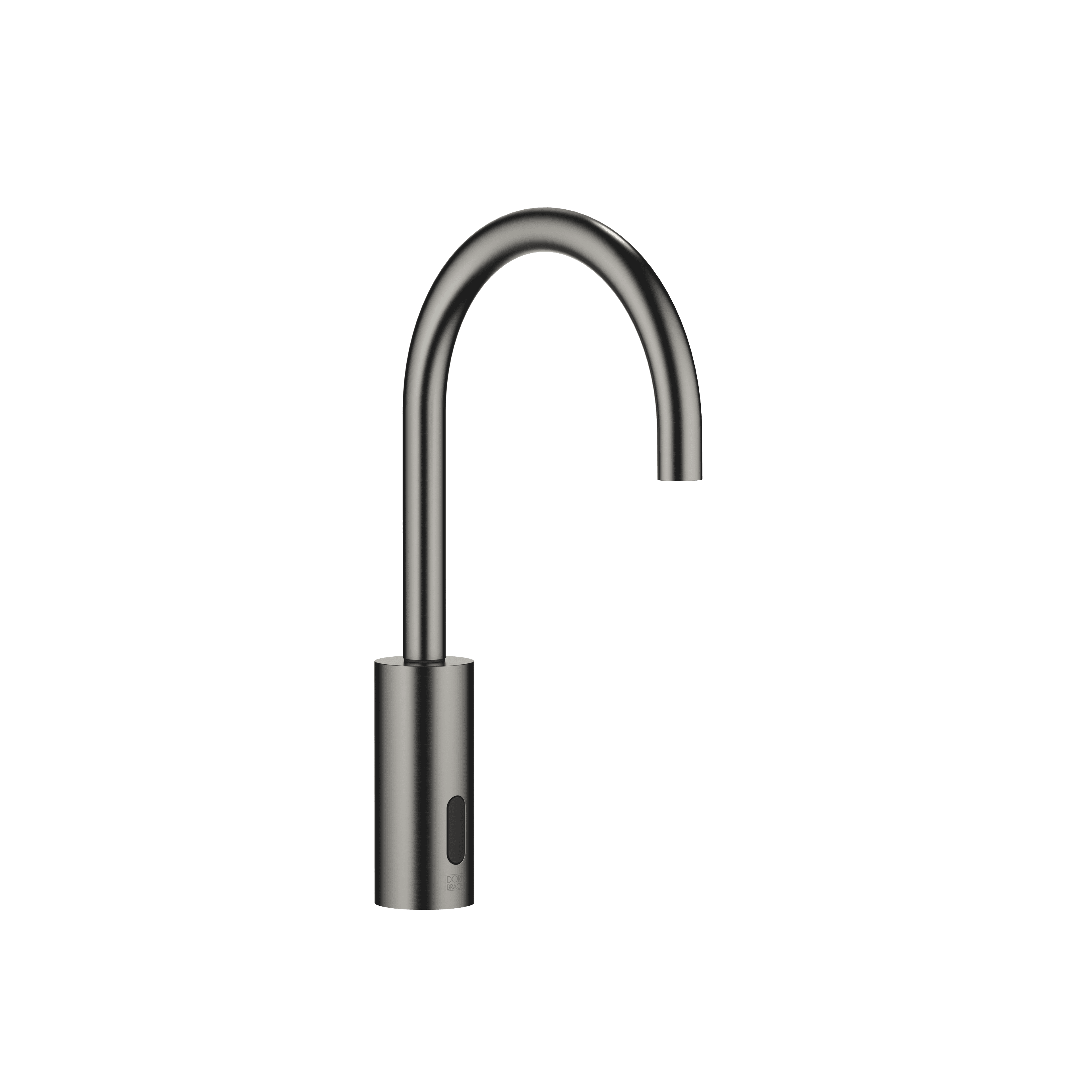 Touchfree Washstand fitting with electronic opening and closing function without pop-up waste in Brushed Dark Platinum