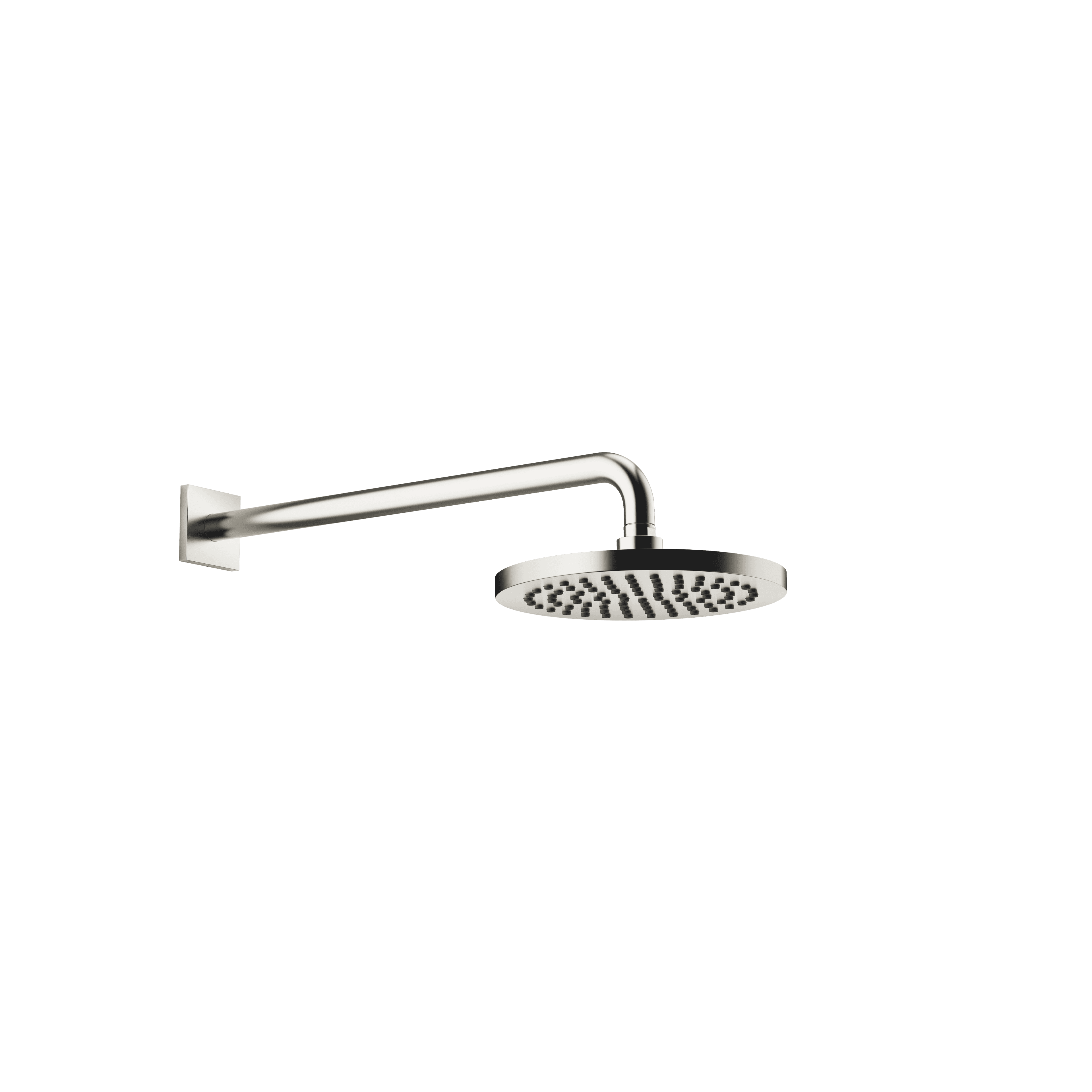 Rain shower with wall fixing FlowReduce 220 mm in Brushed Platinum