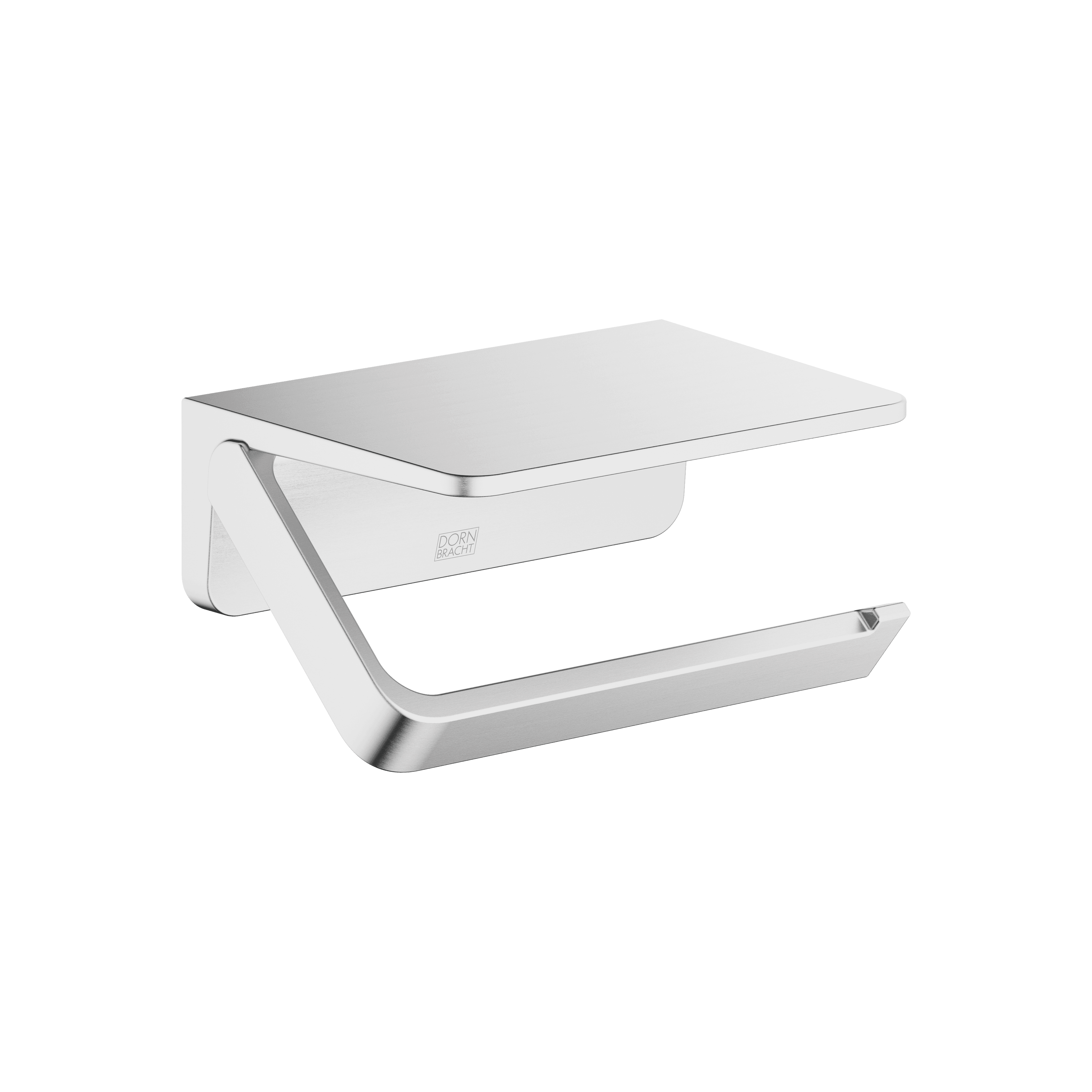 Tissue holder with shelf in Brushed Chrome