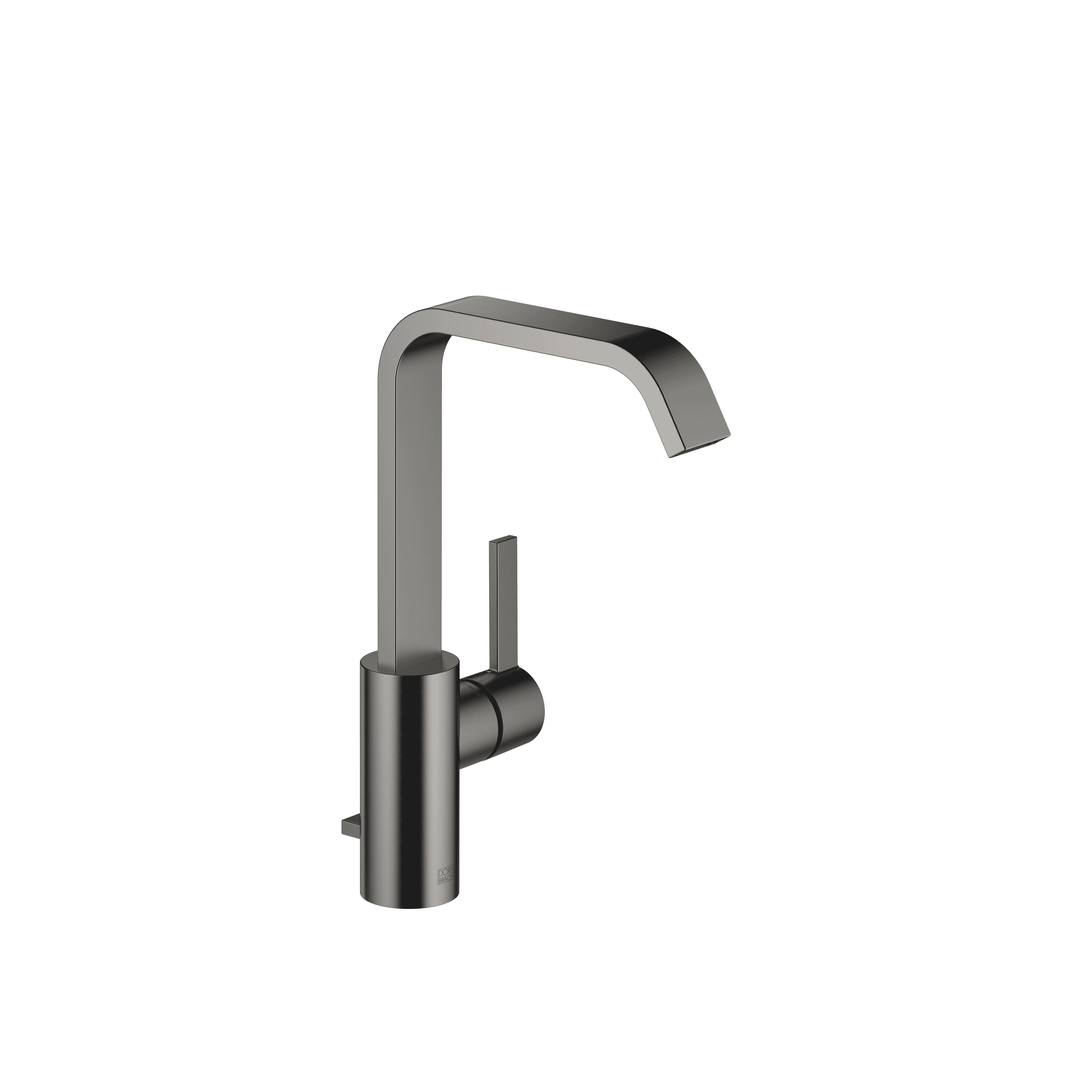 IMO Single-lever basin mixer with high spout with pop-up waste in Brushed Dark Platinum