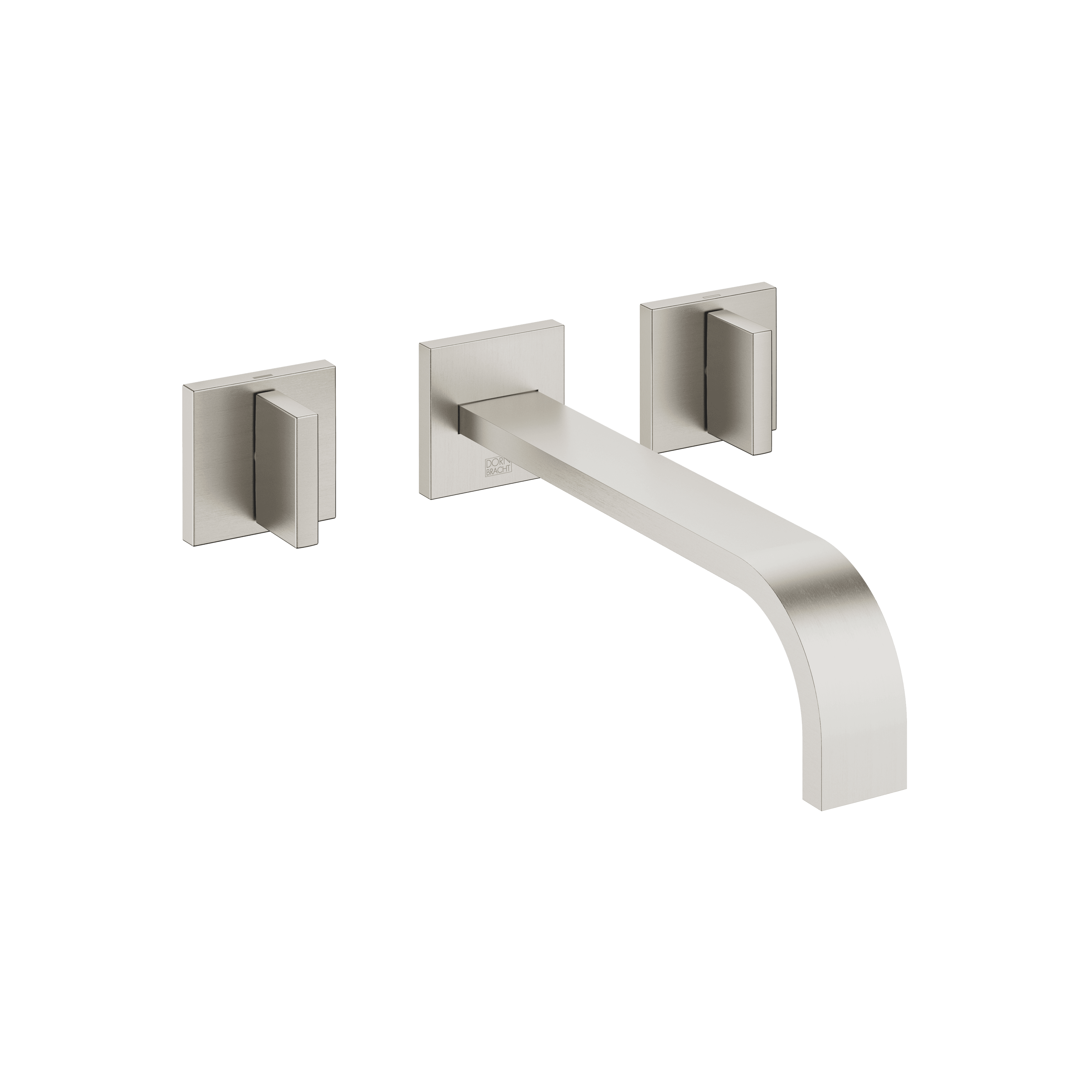 MEM Wall-mounted basin mixer without pop-up waste in Brushed Platinum