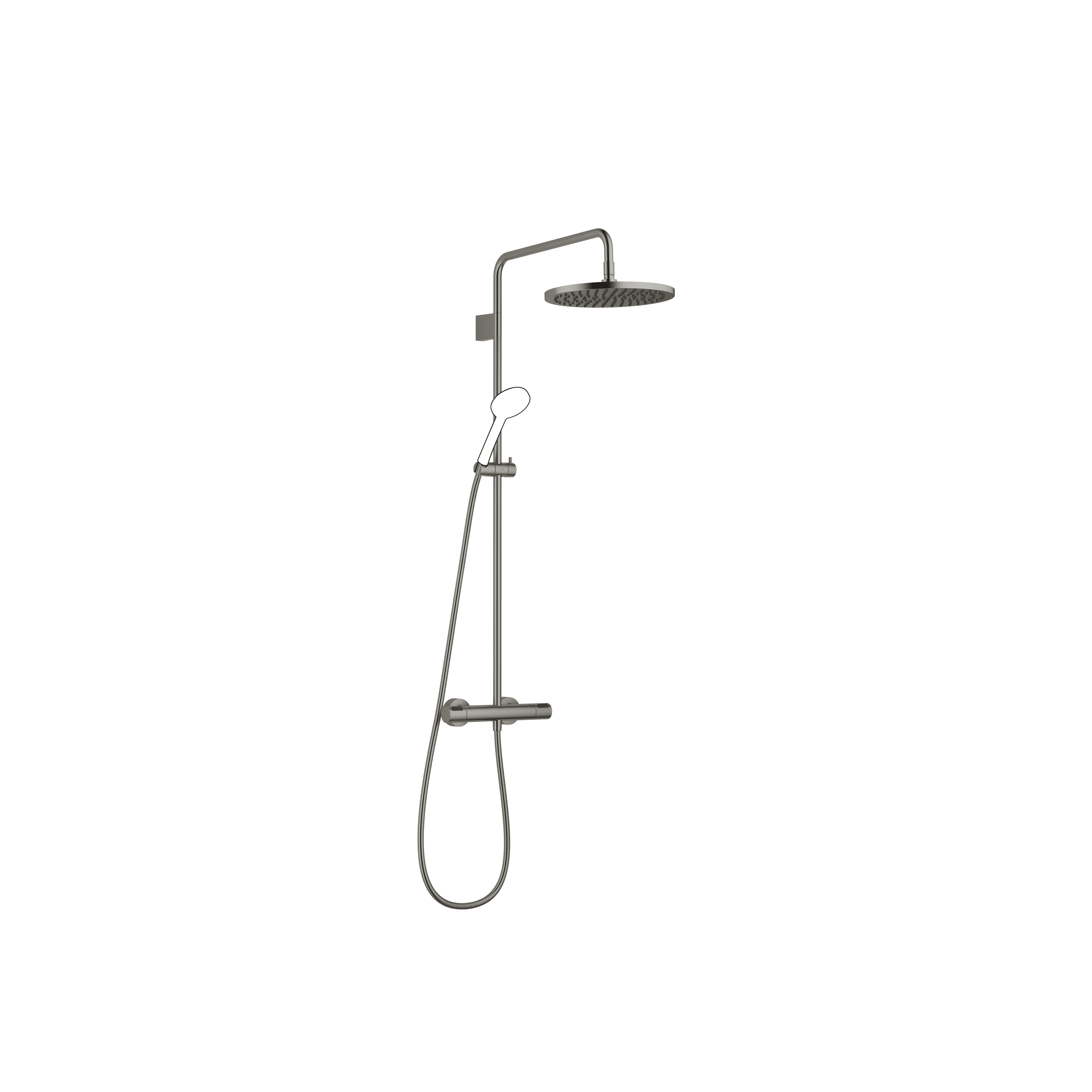 Shower pipe with shower thermostat without hand shower 300 mm in Brushed Dark Platinum