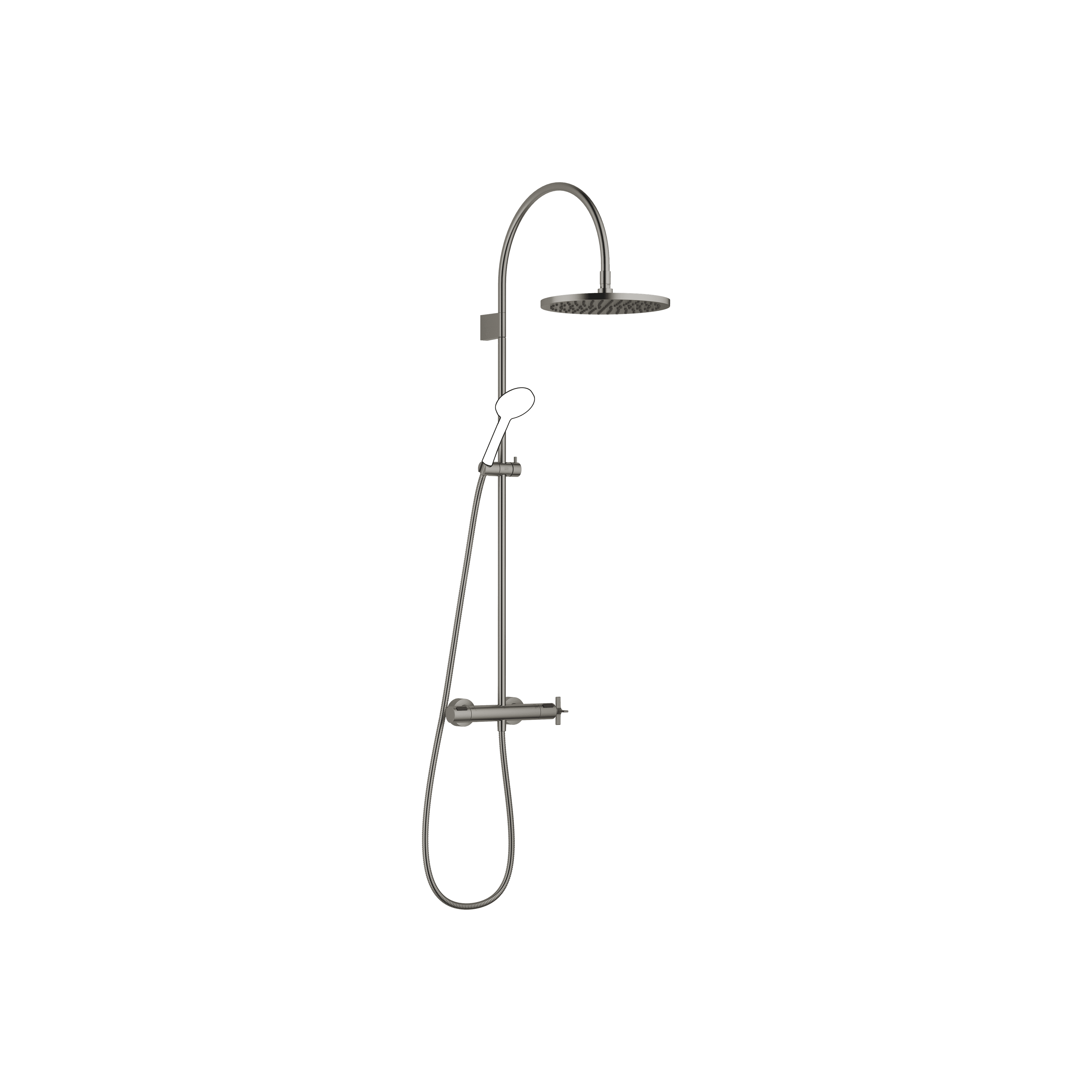 VAIA Shower pipe with shower thermostat without hand shower 300 mm in Brushed Dark Platinum