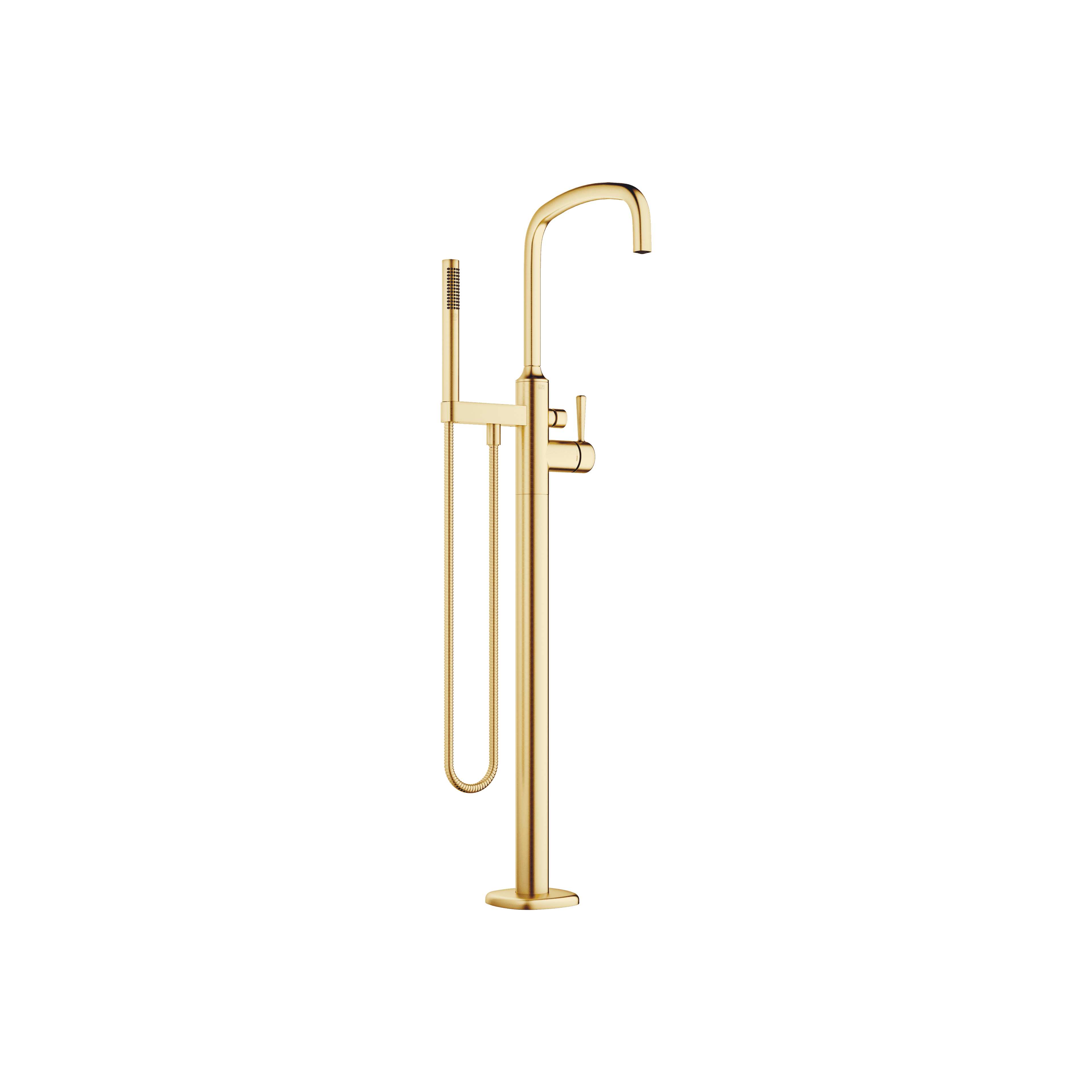 COYA Single-lever bath mixer with stand pipe for free-standing assembly with hand shower set in Brushed Durabrass (23kt Gold)
