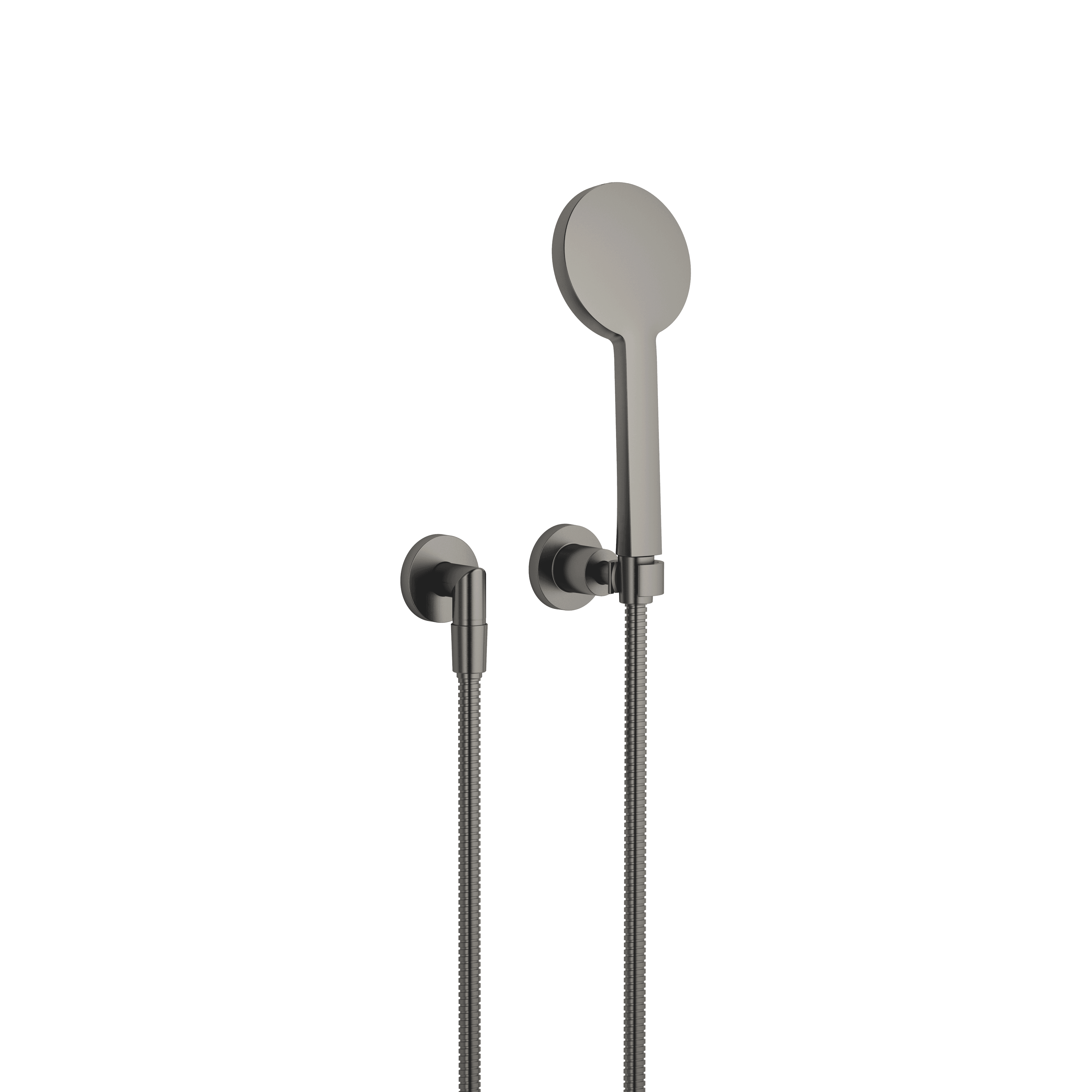 TARA Hand shower set with individual rosettes FlowReduce in Brushed Dark Platinum
