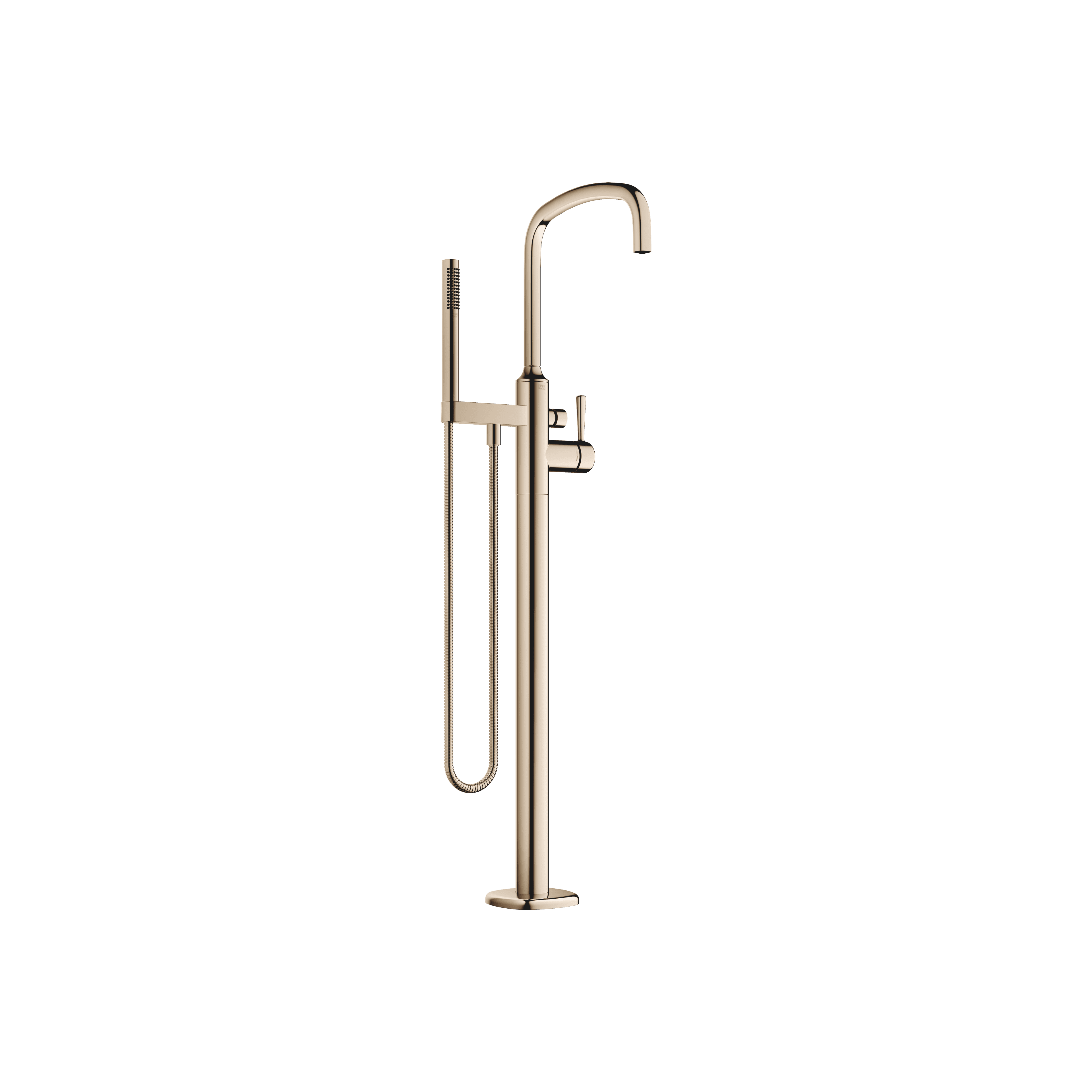 COYA Single-lever bath mixer with stand pipe for free-standing assembly with hand shower set in Champagne (22kt Gold)
