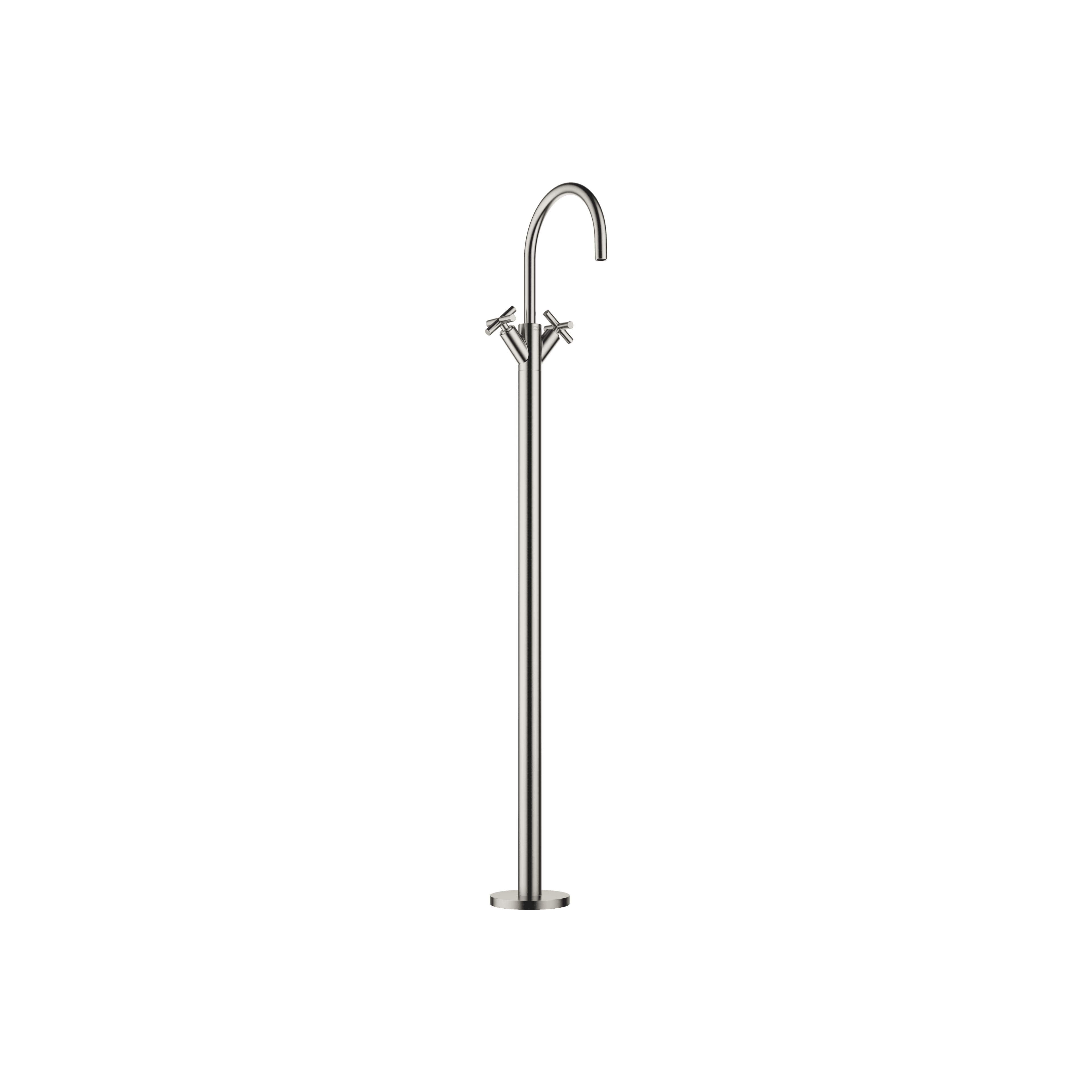 TARA Single-hole basin mixer with stand pipe without pop-up waste in Brushed Platinum