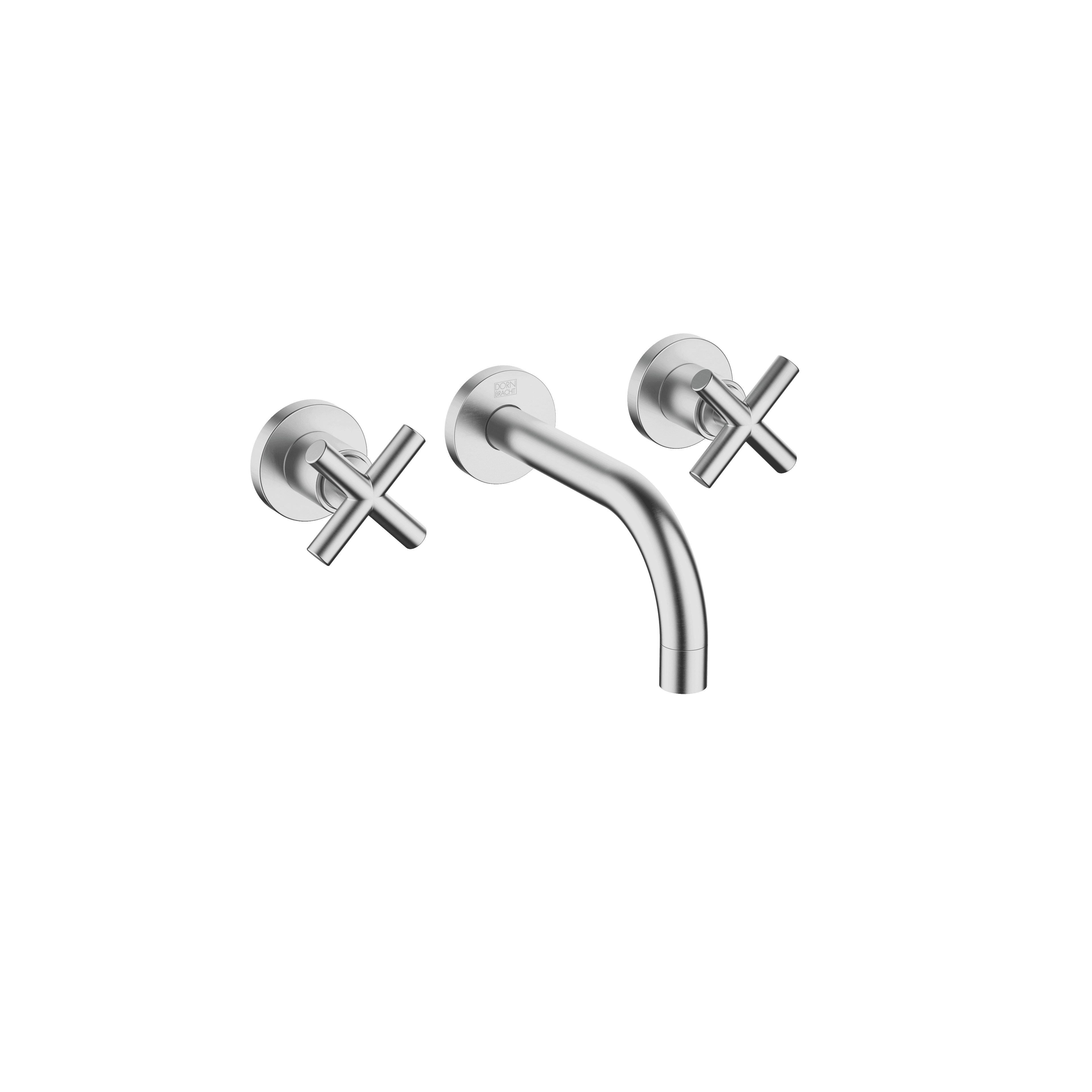 TARA Wall-mounted basin mixer without pop-up waste in Brushed Chrome