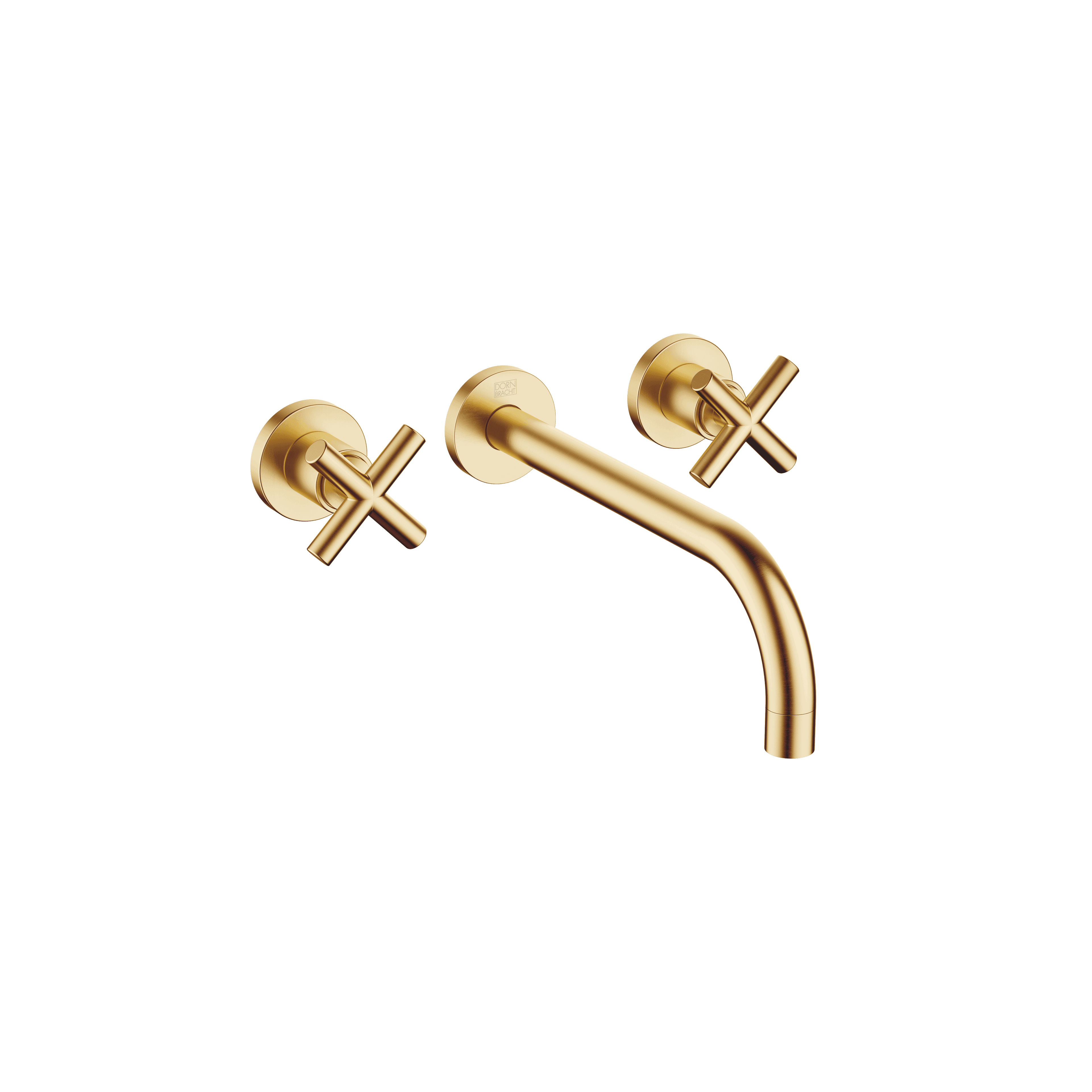 TARA Wall-mounted basin mixer without pop-up waste in Brushed Durabrass (23kt Gold)