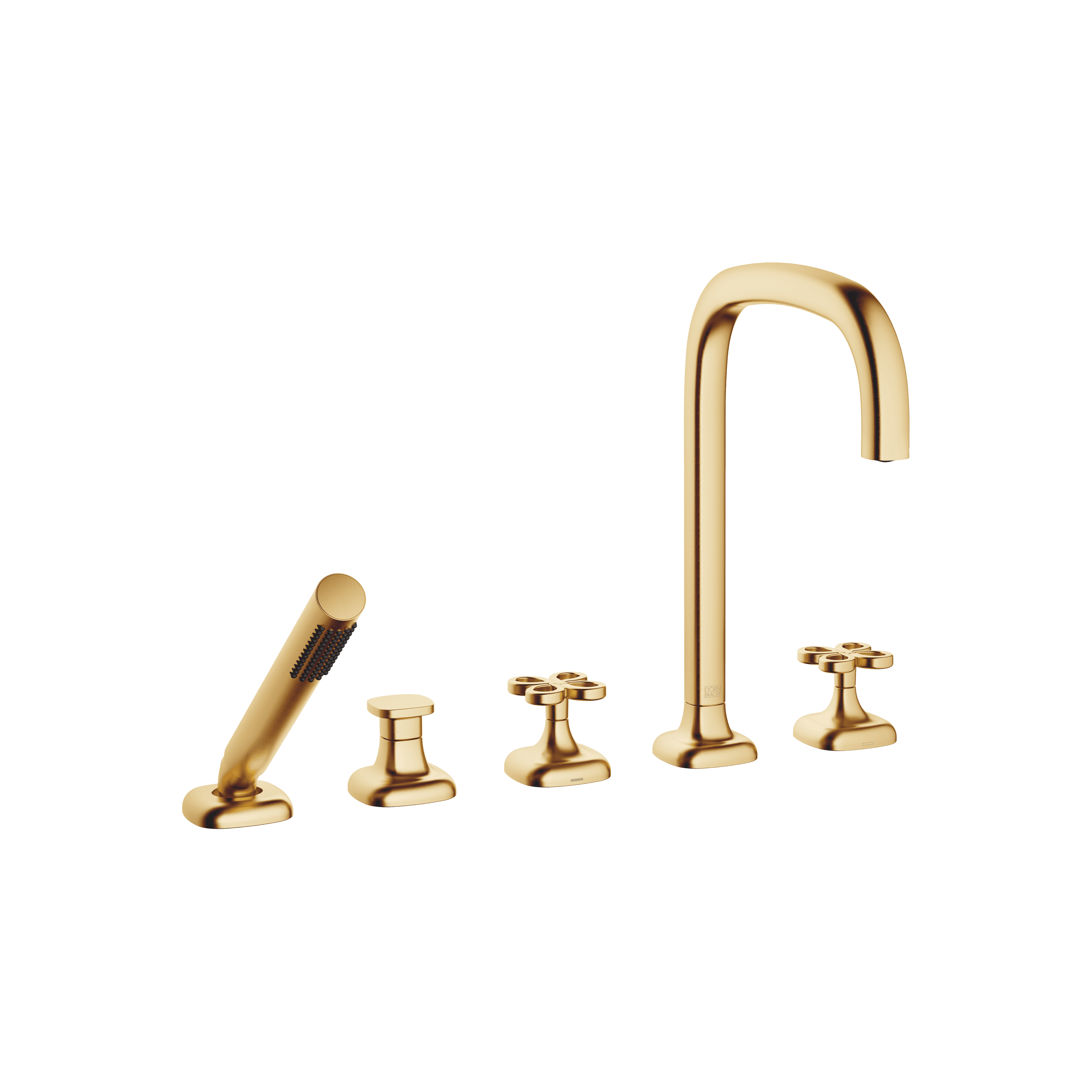 Five-hole bath mixer for deck mounting with diverter in Brushed Durabrass (23kt Gold)