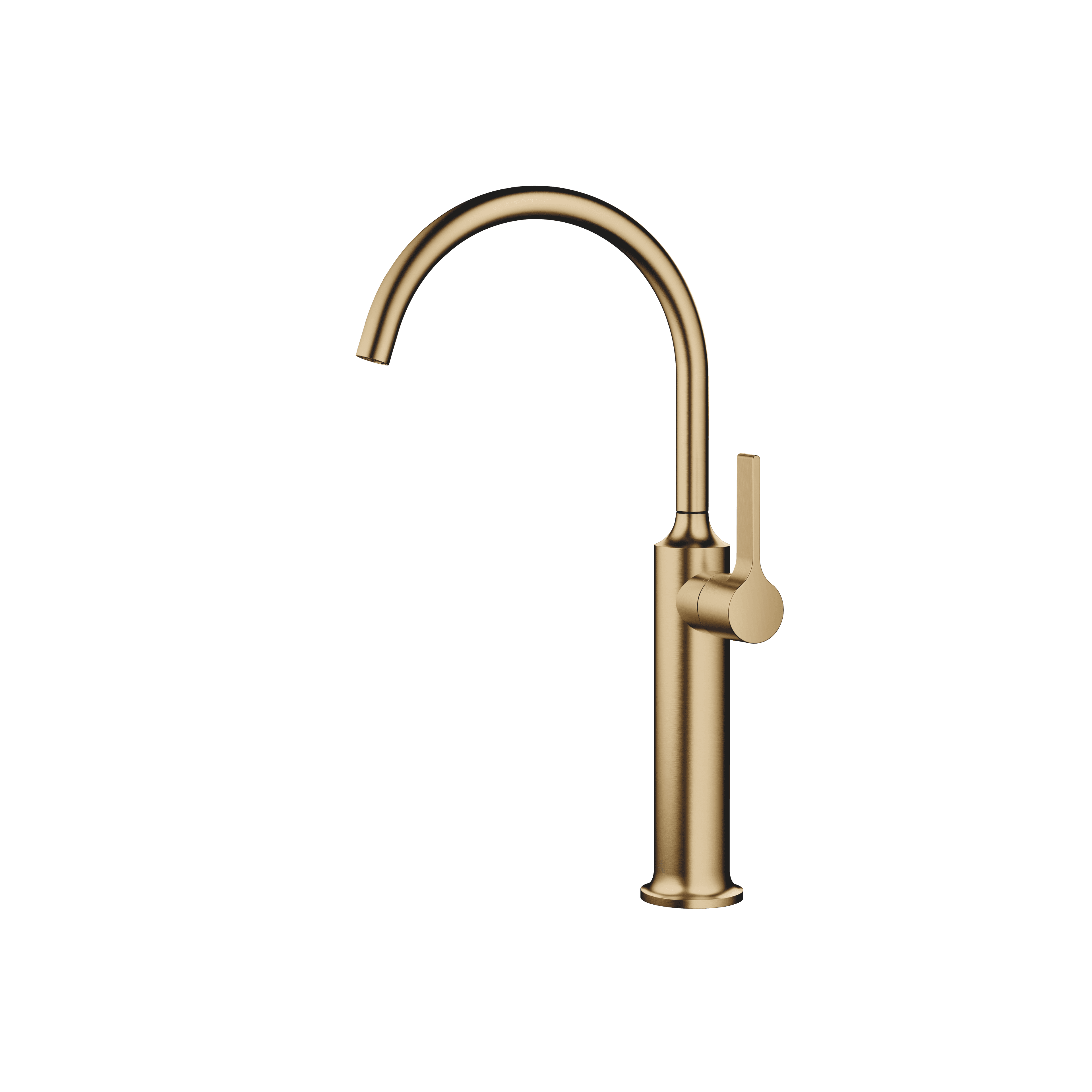 VAIA Single-lever basin mixer with raised base without pop-up waste in Brushed Dark Brass (PVD)