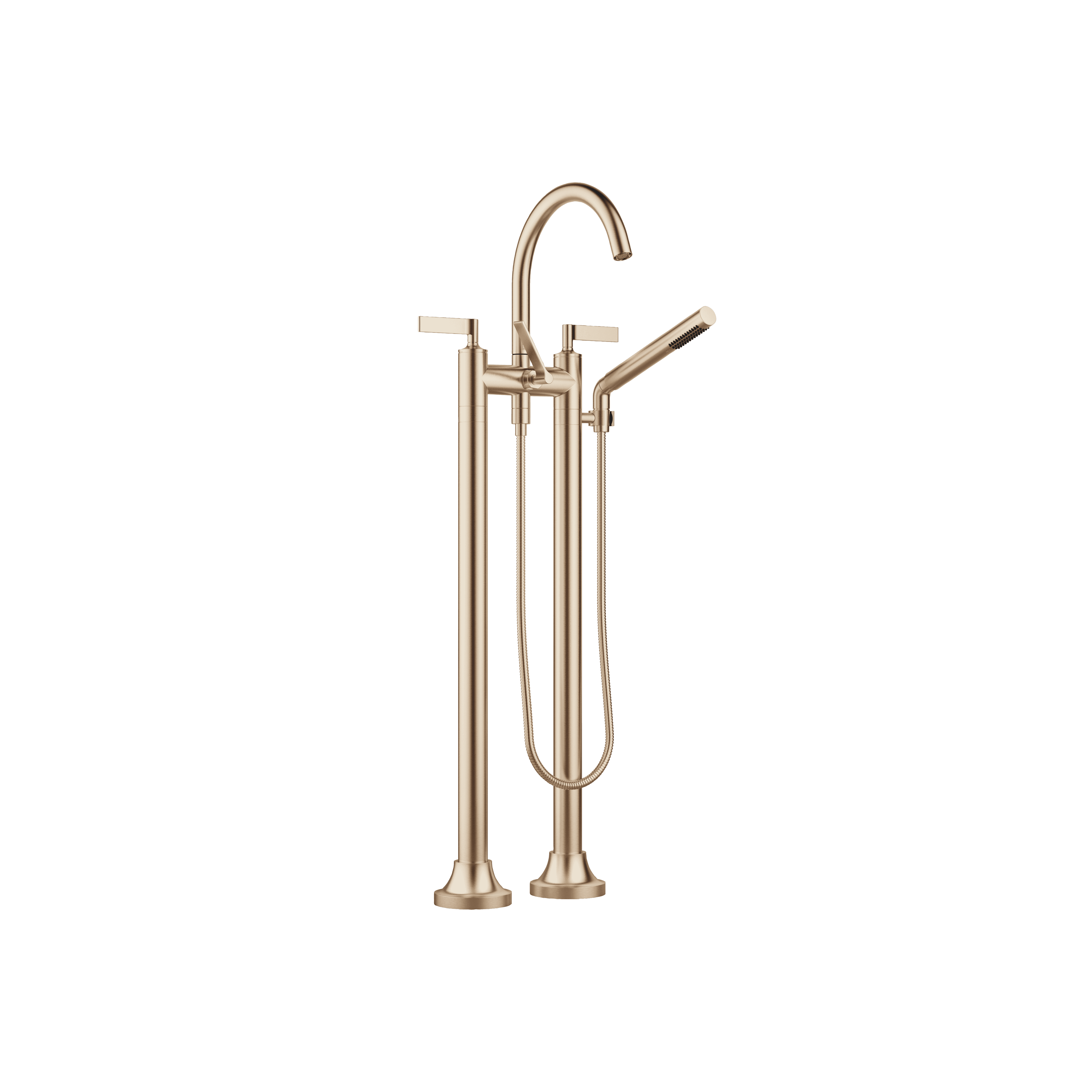 VAIA Two-hole bath mixer for free-standing assembly with hand shower set in Brushed Champagne (22kt Gold)
