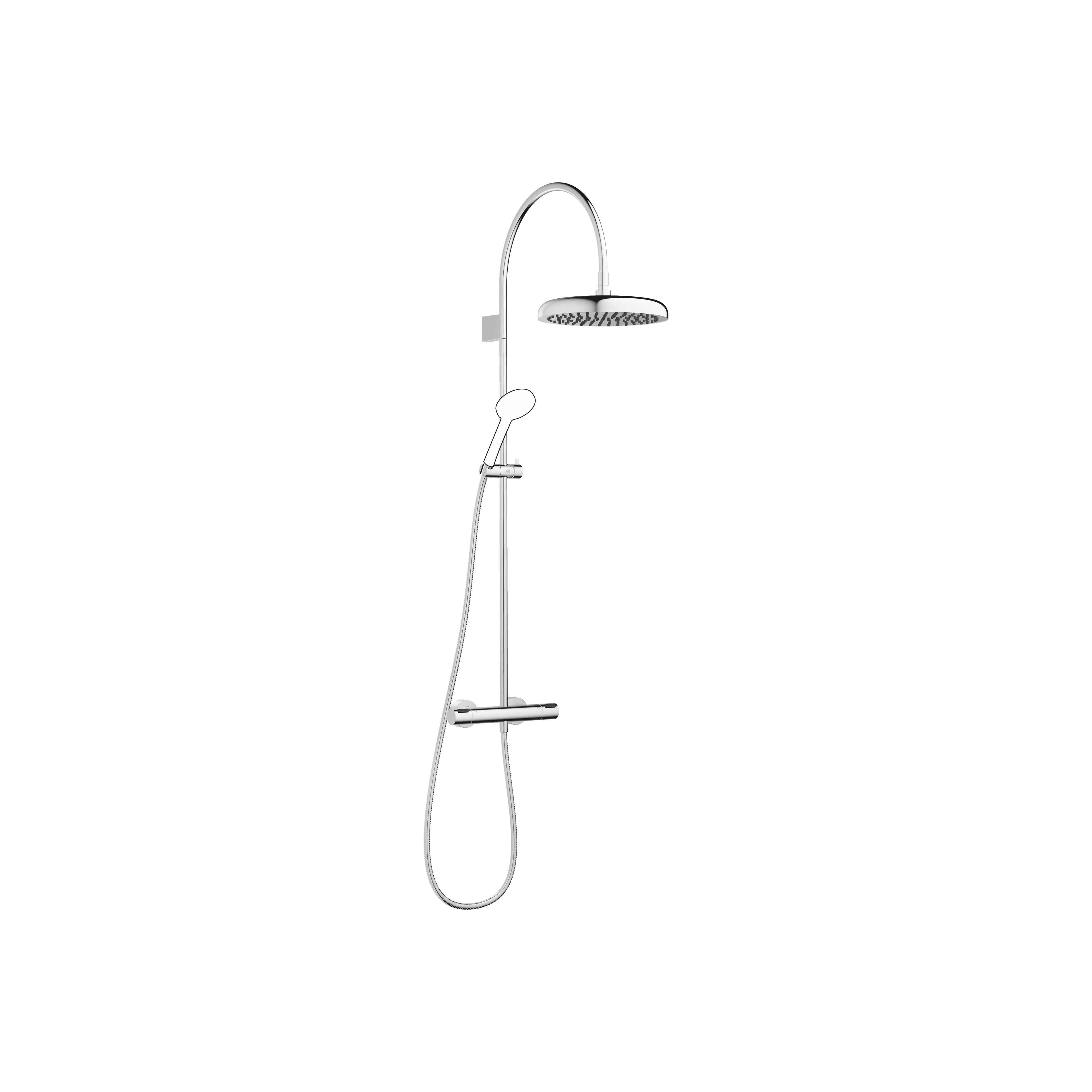 Showerpipe with shower thermostat without hand shower in Chrome