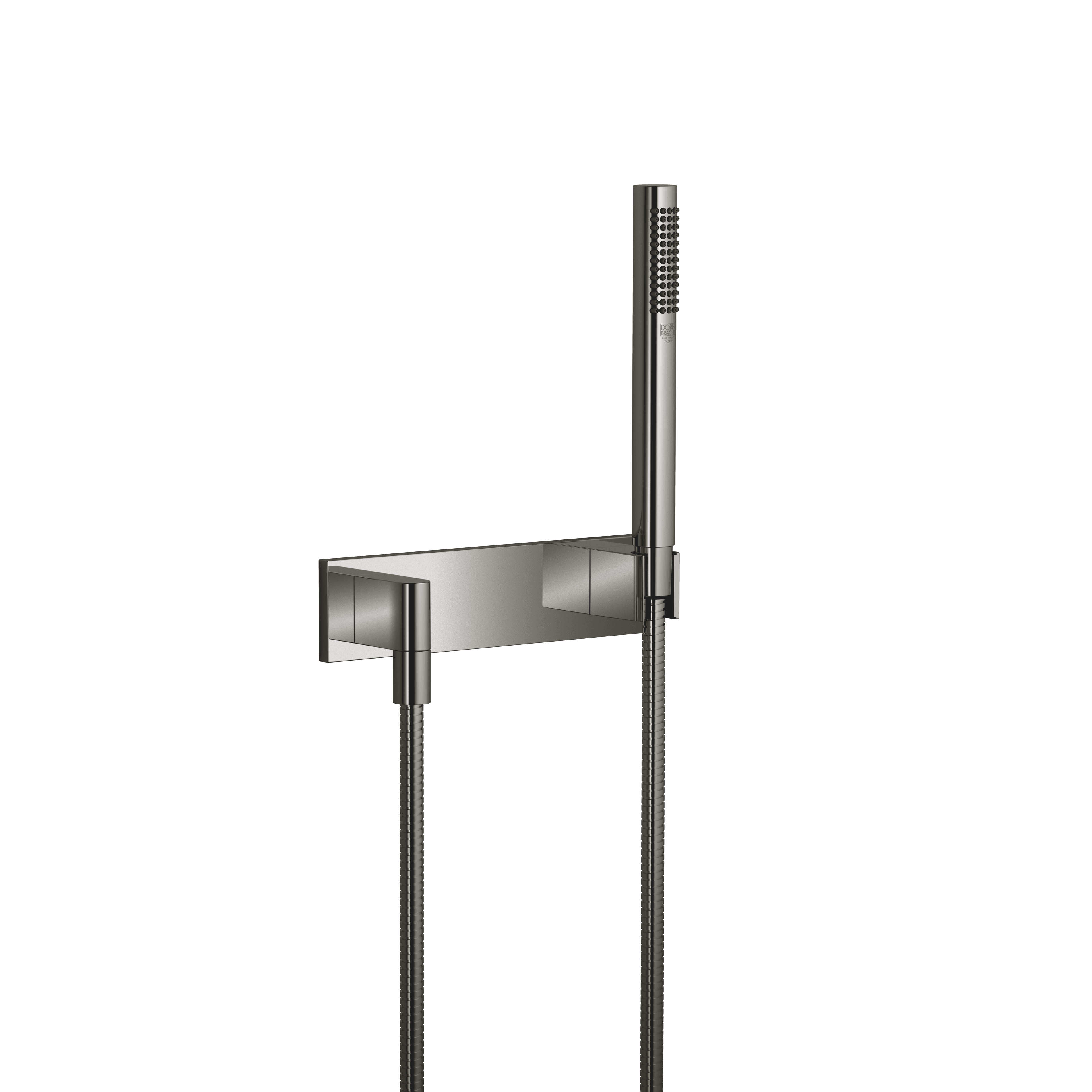 Hand shower set with cover plate FlowReduce in Dark Chrome