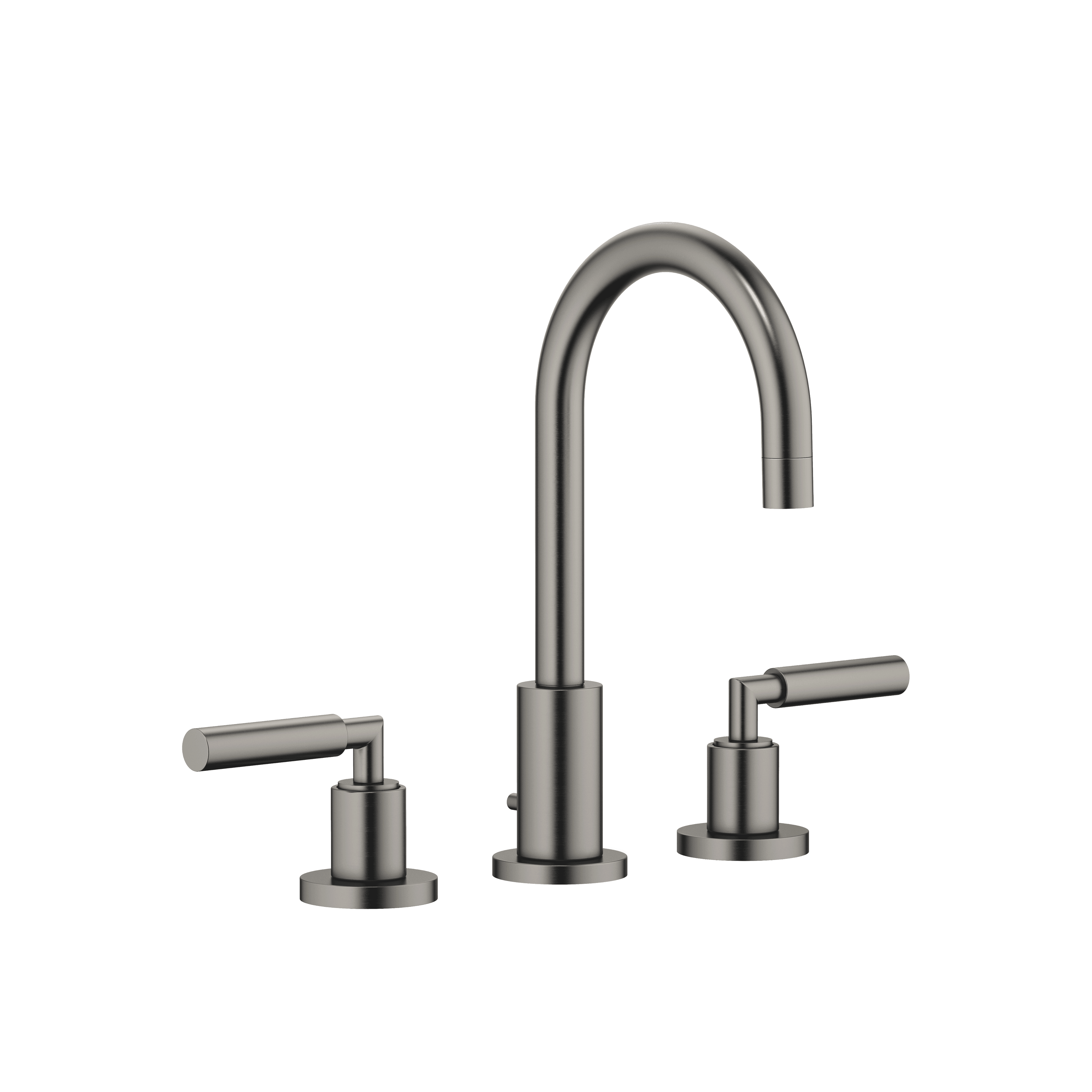 TARA Three-hole basin mixer with pop-up waste in Brushed Dark Platinum