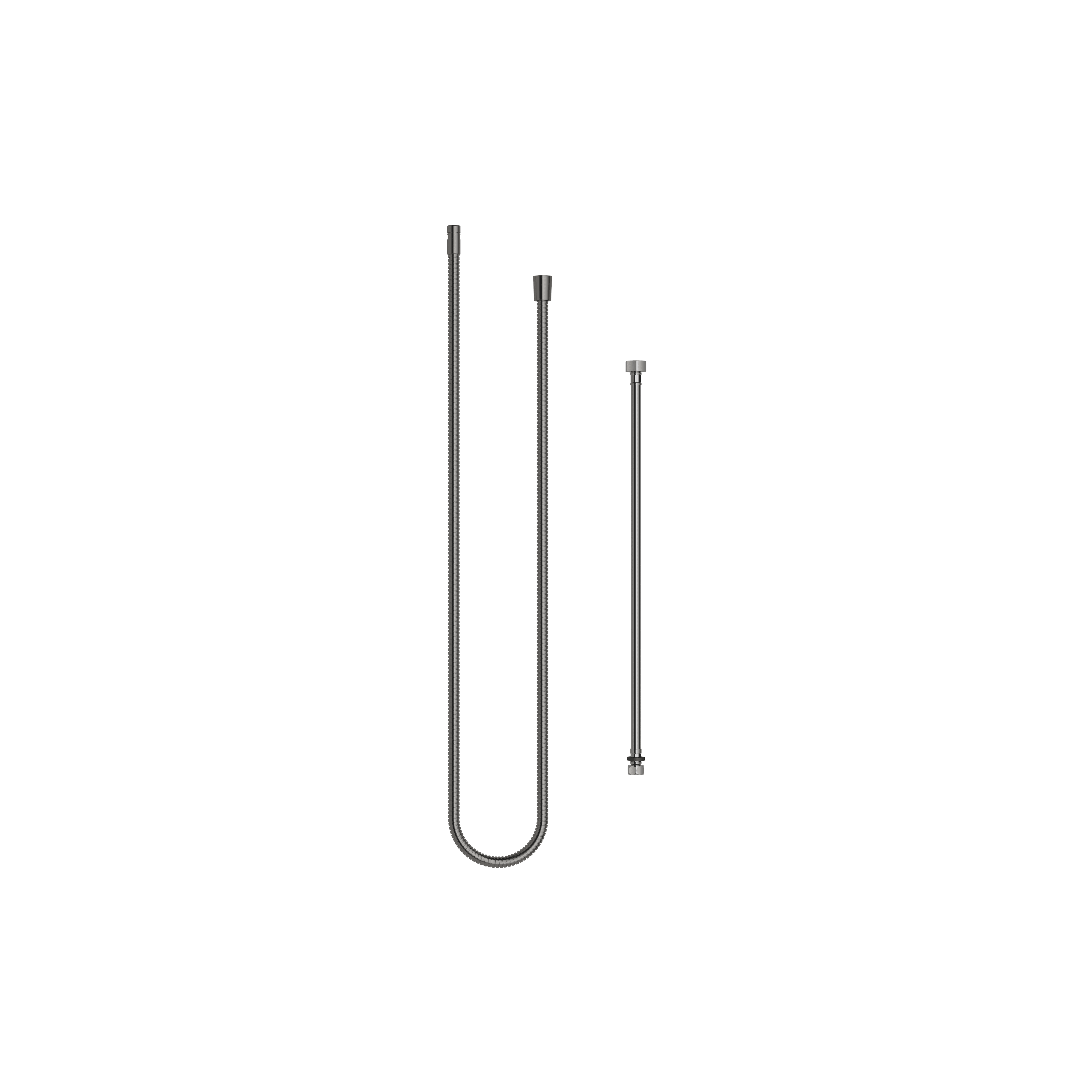 Metal shower hose in two parts 1/2" x 3/8" x 2250 mm in Brushed Dark Platinum