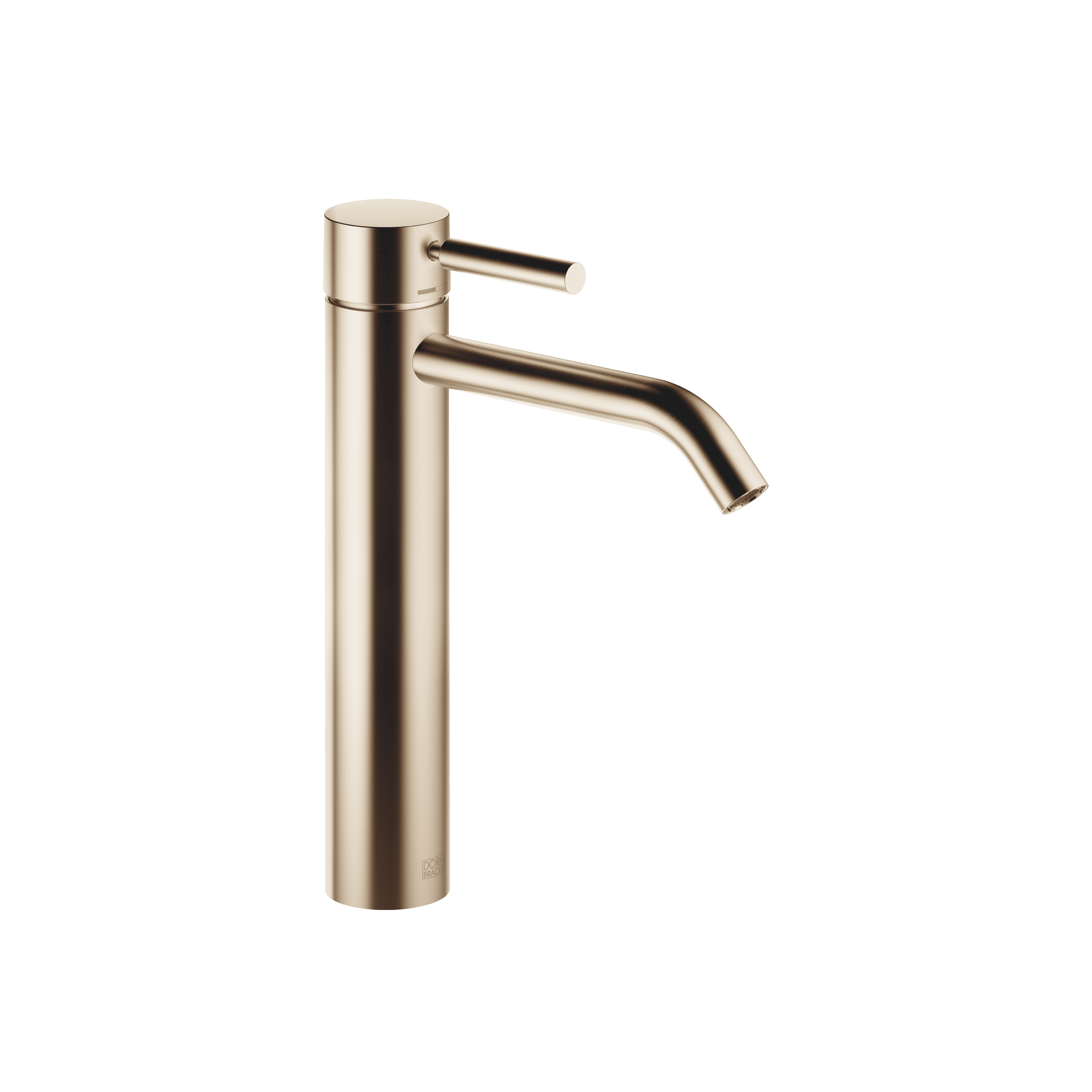 META Single-lever basin mixer with raised base without pop-up waste in Brushed Light Gold (PVD)