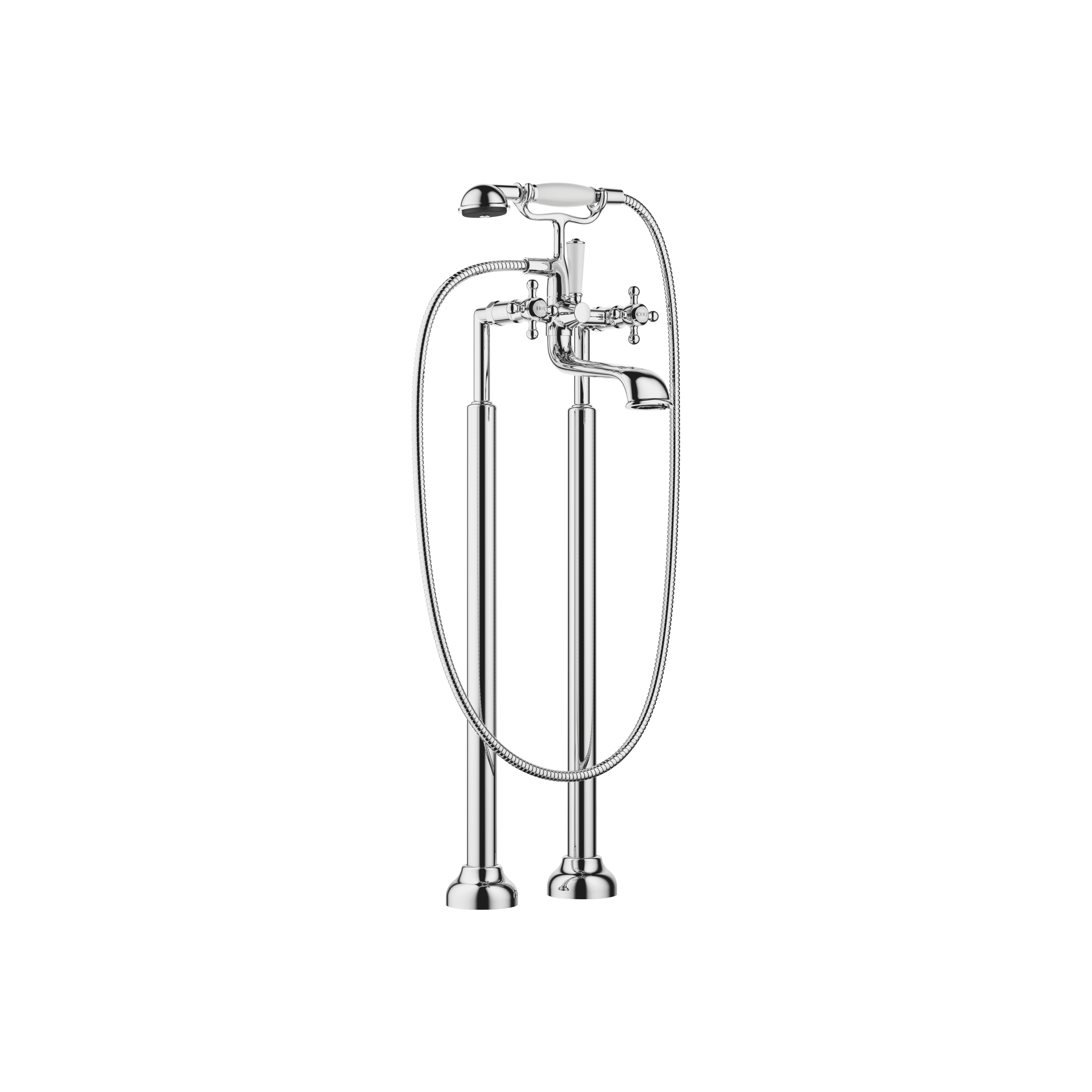 MADISON Two-hole bath mixer for free-standing assembly with hand shower set