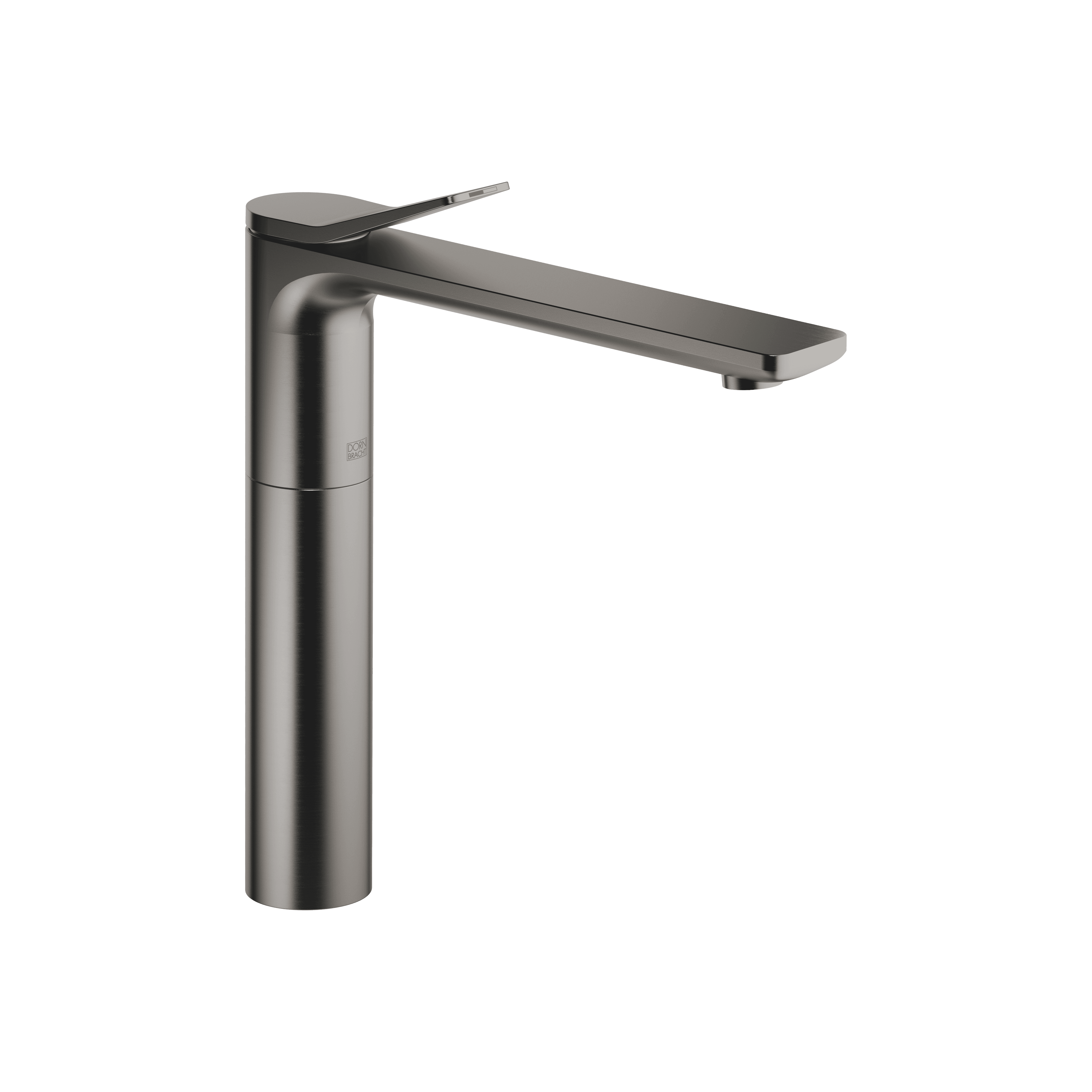 LISSÉ Single-lever basin mixer with raised base without pop-up waste in Brushed Dark Platinum