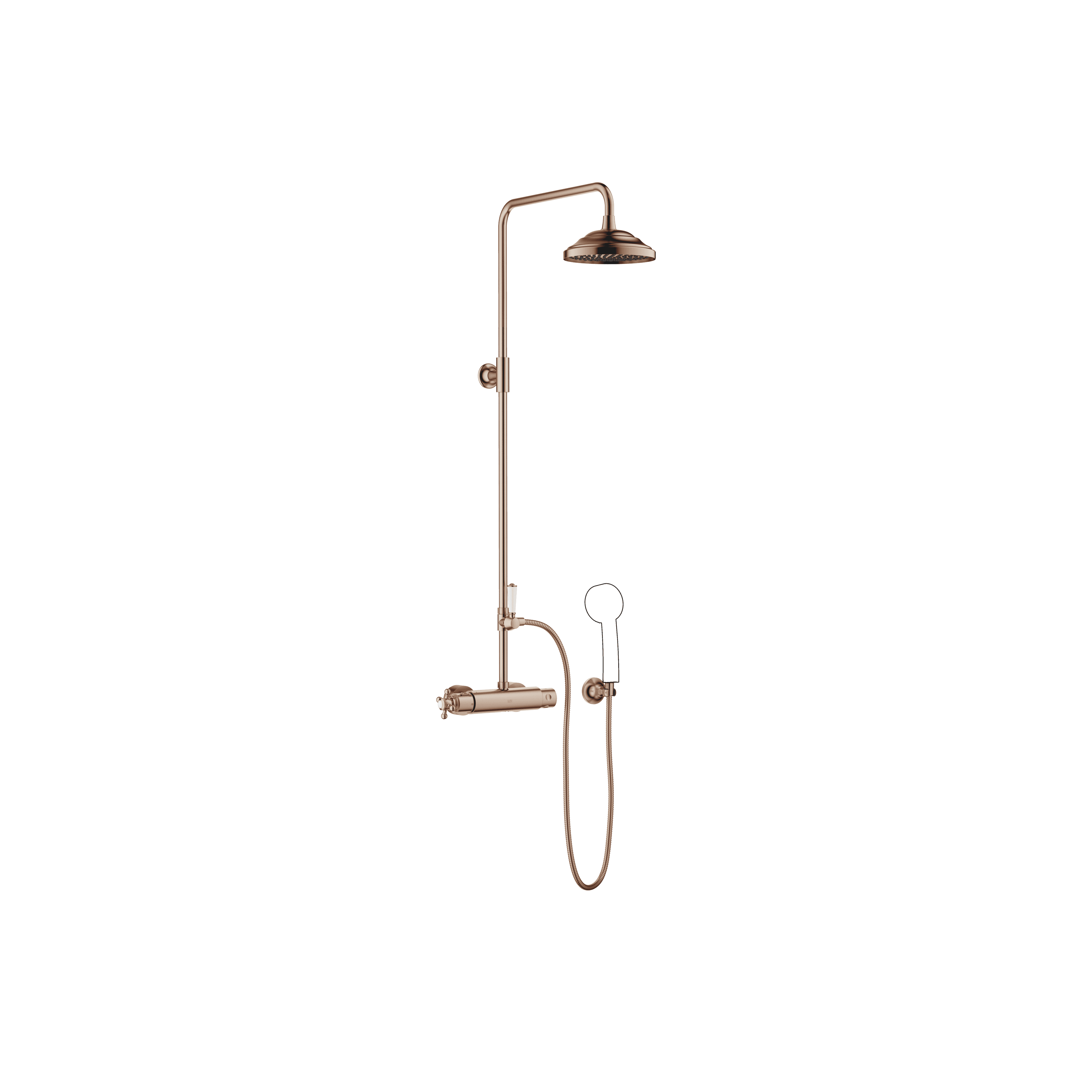 MADISON Showerpipe with shower thermostat without hand shower 200 mm in Brushed Bronze (PVD)