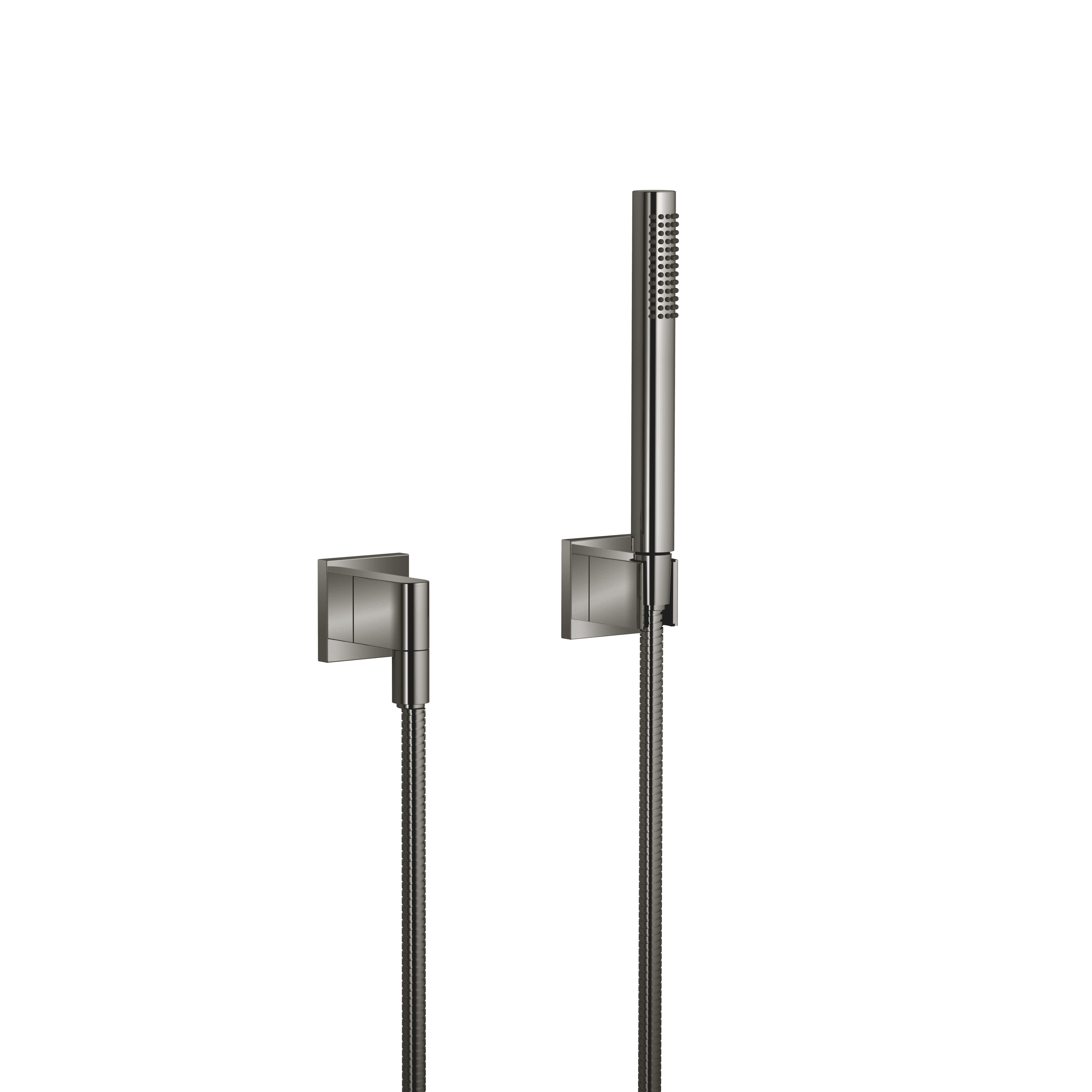 Hand shower set with individual rosettes in Dark Chrome