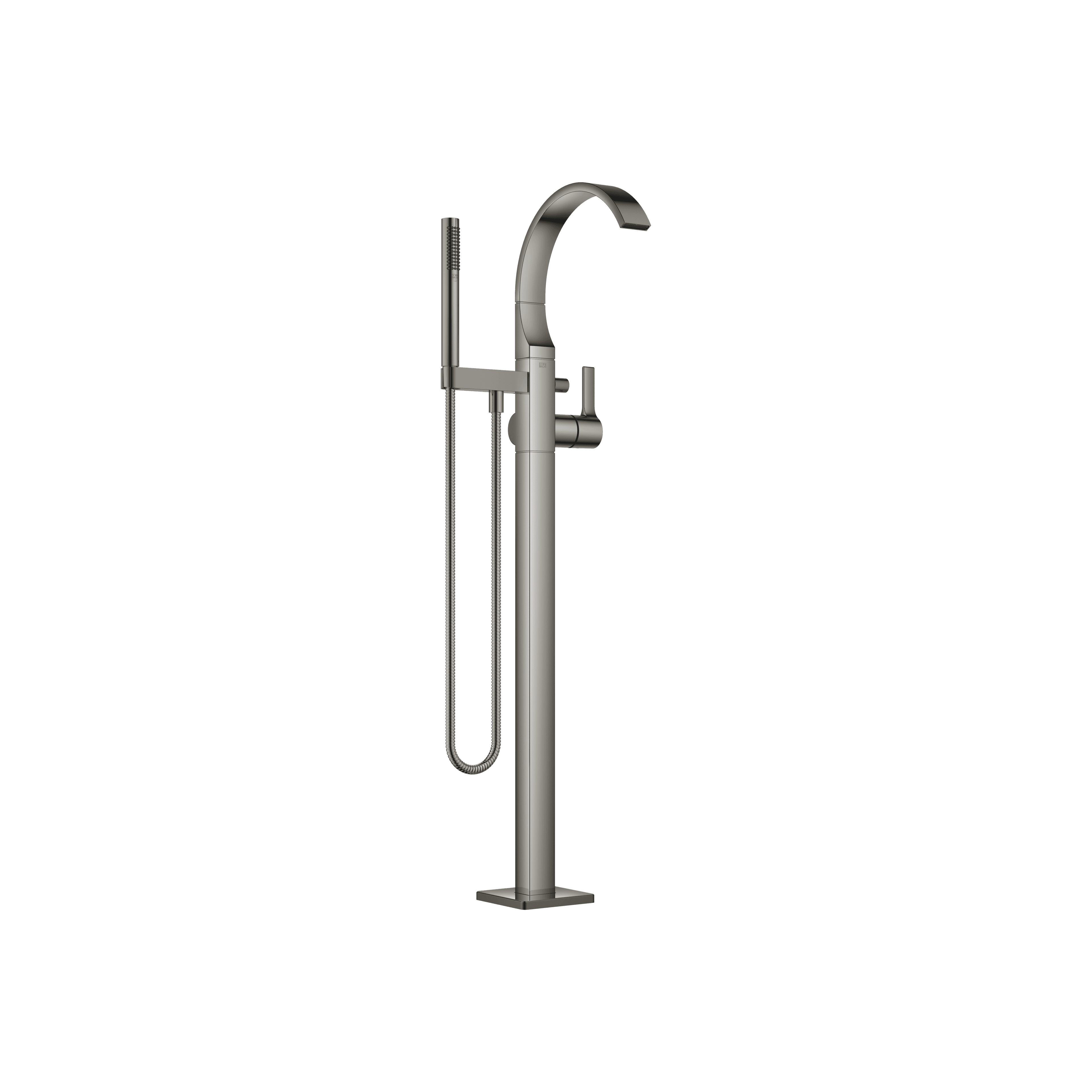 CYO Single-lever bath mixer with stand pipe for free-standing assembly with hand shower set in Dark Chrome