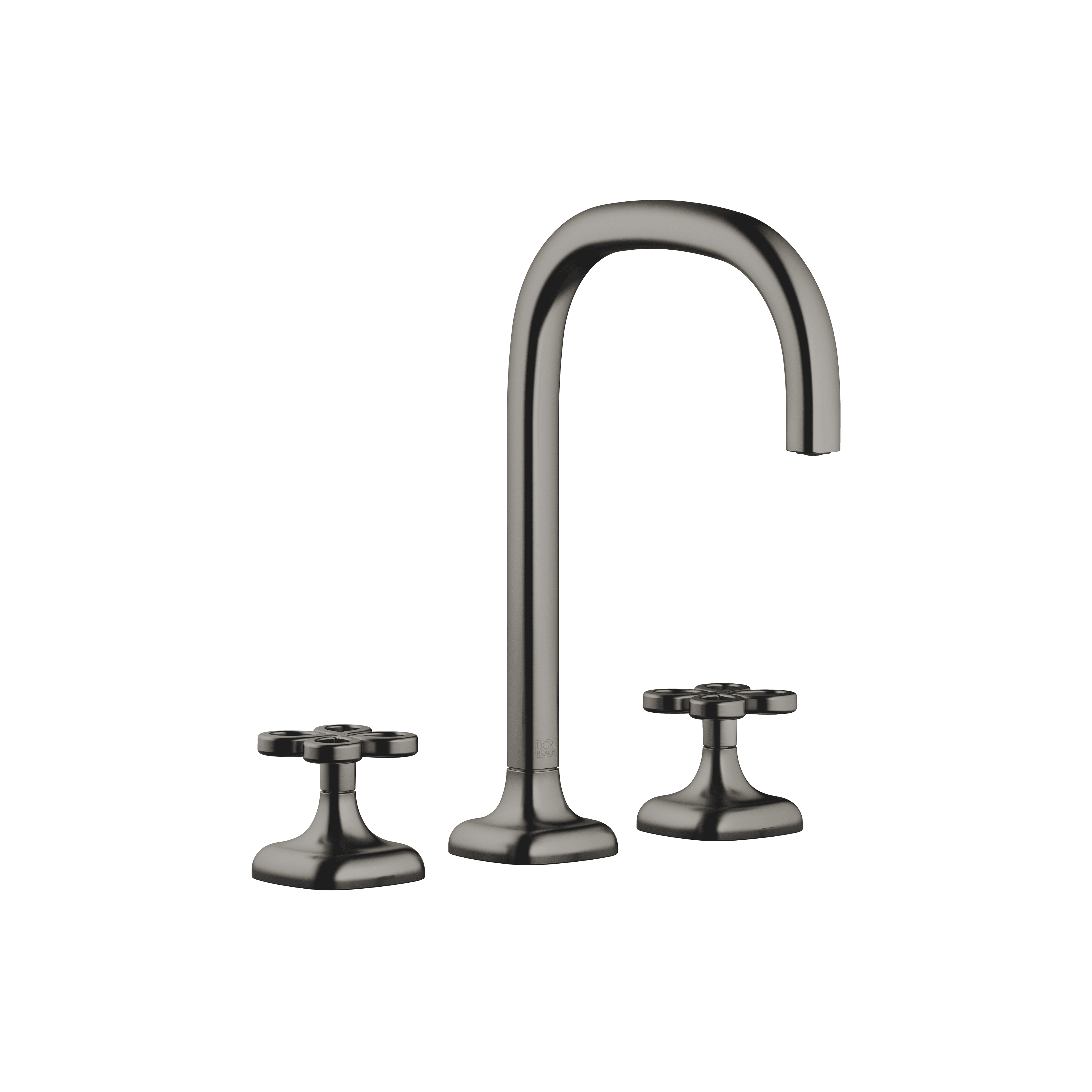 Three-hole basin mixer with pop-up waste in Brushed Dark Platinum