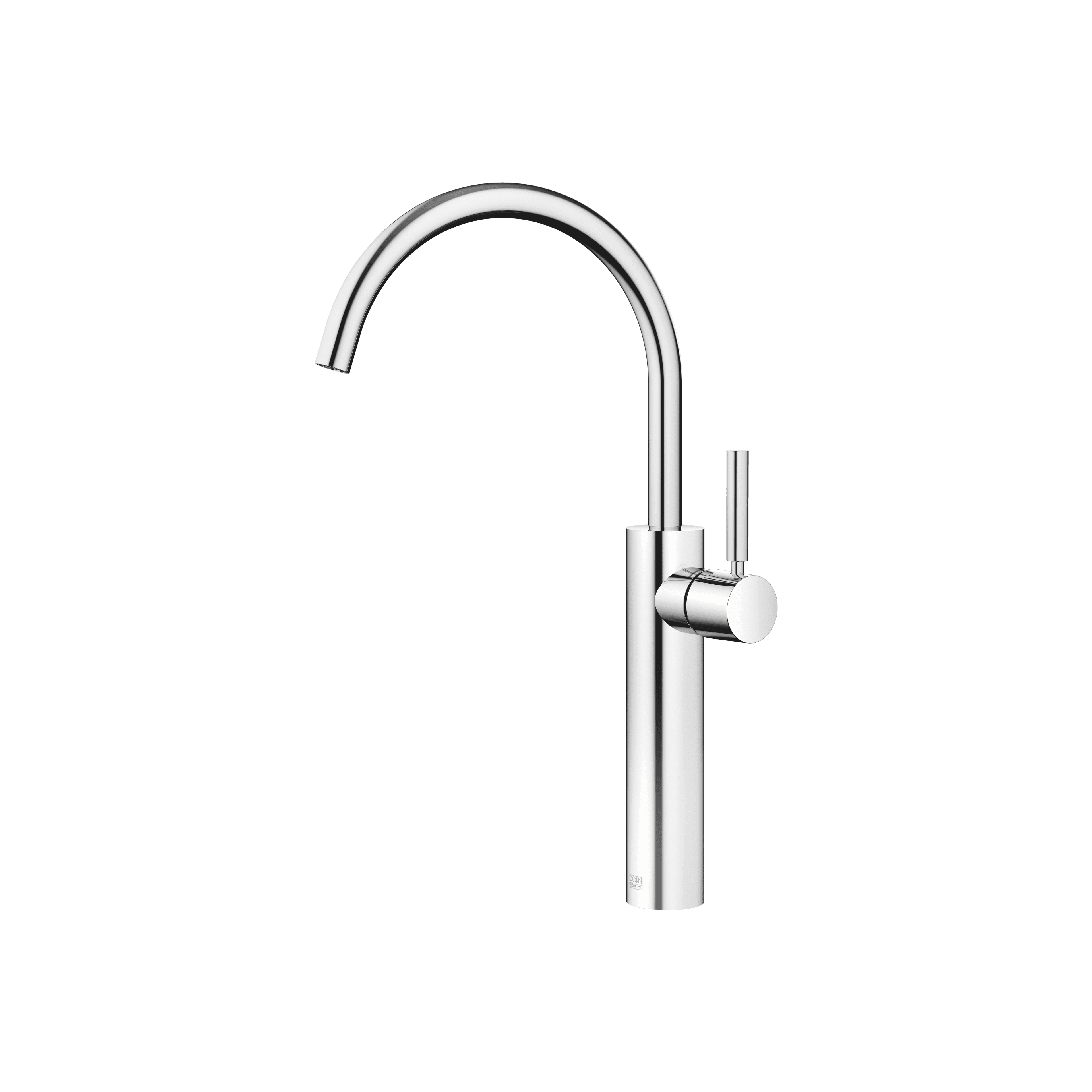META Single-lever basin mixer with raised base without pop-up waste in Chrome