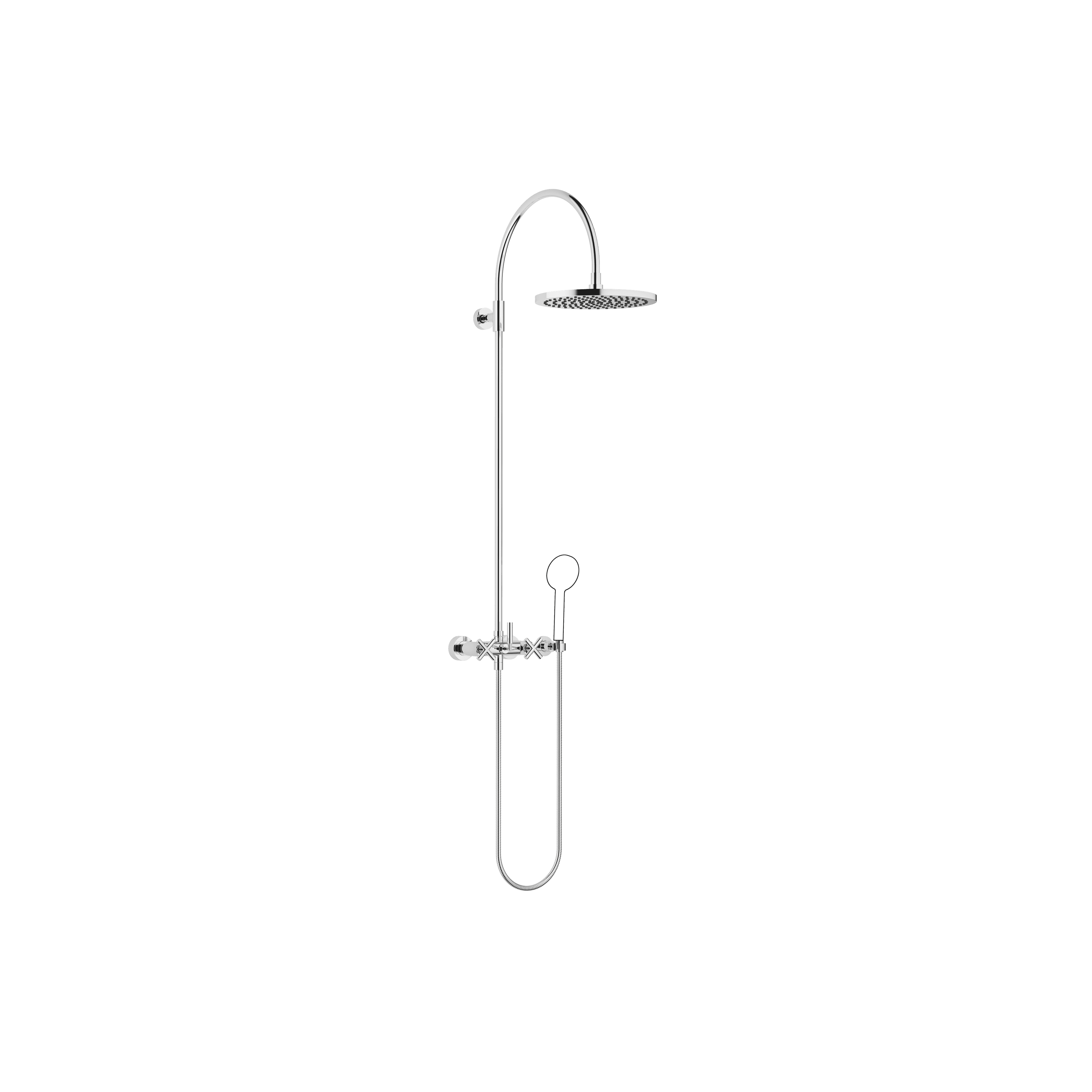TARA Showerpipe with shower mixer without hand shower 300 mm in Chrome