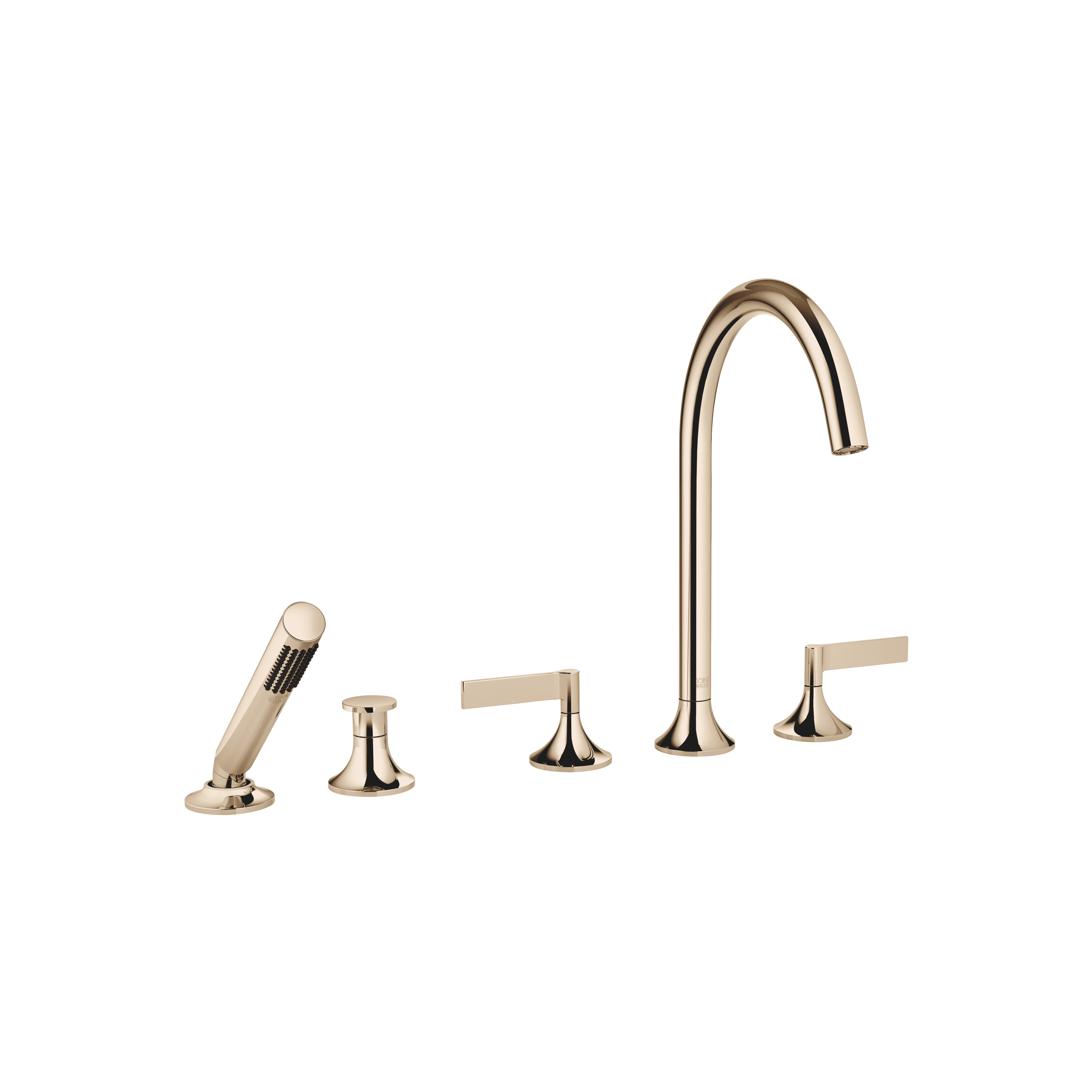 VAIA Five-hole bath mixer for deck mounting with diverter in Champagne (22kt Gold)