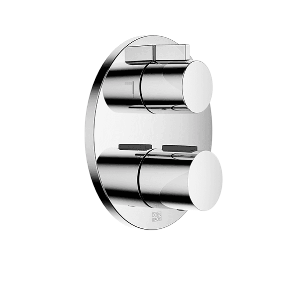 Concealed thermostat with two function volume control in Brushed Chrome