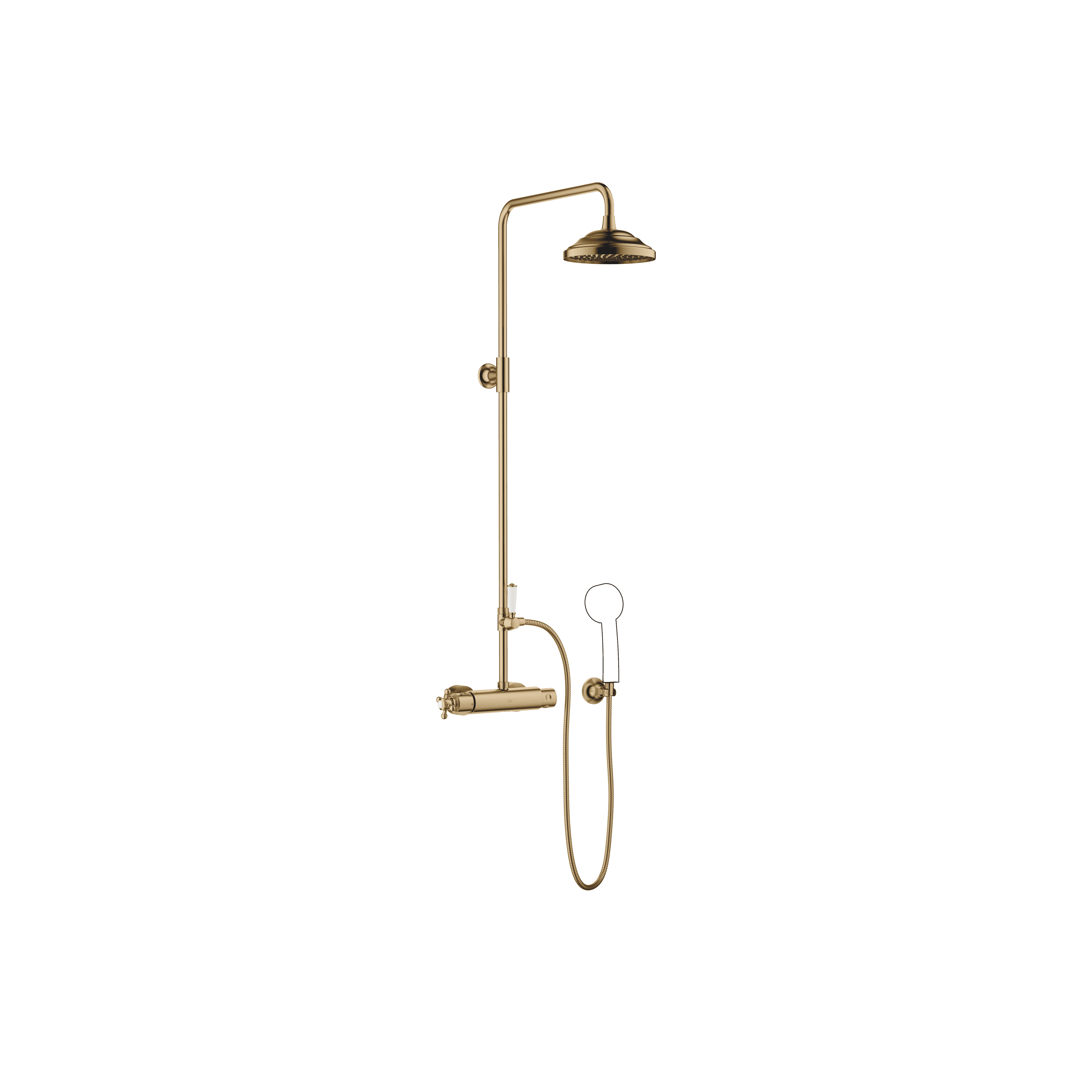 MADISON Showerpipe with shower thermostat without hand shower 200 mm in Brushed Dark Brass (PVD)