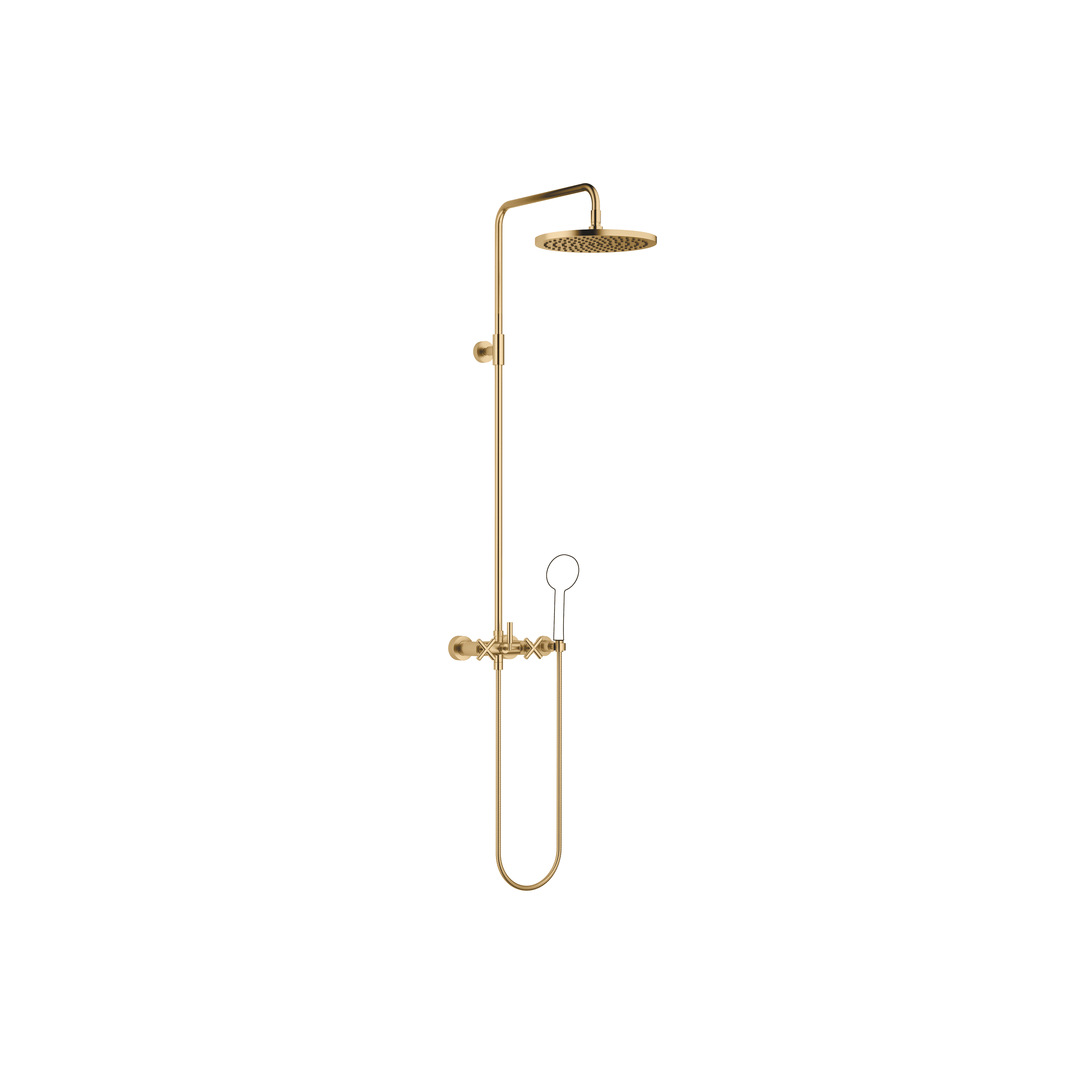 TARA Showerpipe with shower mixer without hand shower 300 mm in Brushed Durabrass (23kt Gold)