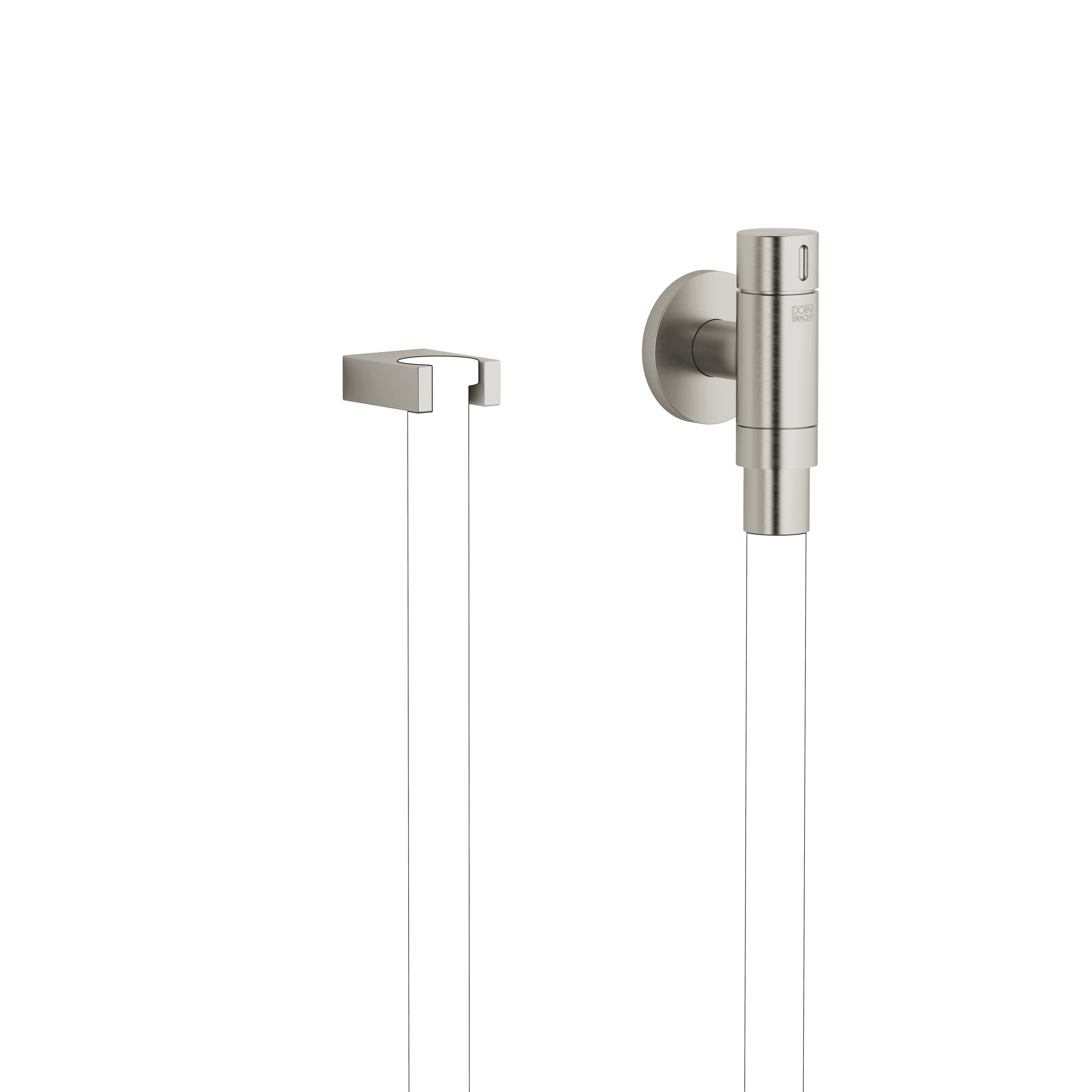 WATER TUBE Kneipp wall elbow with hose holder with individual rosettes in Brushed Platinum