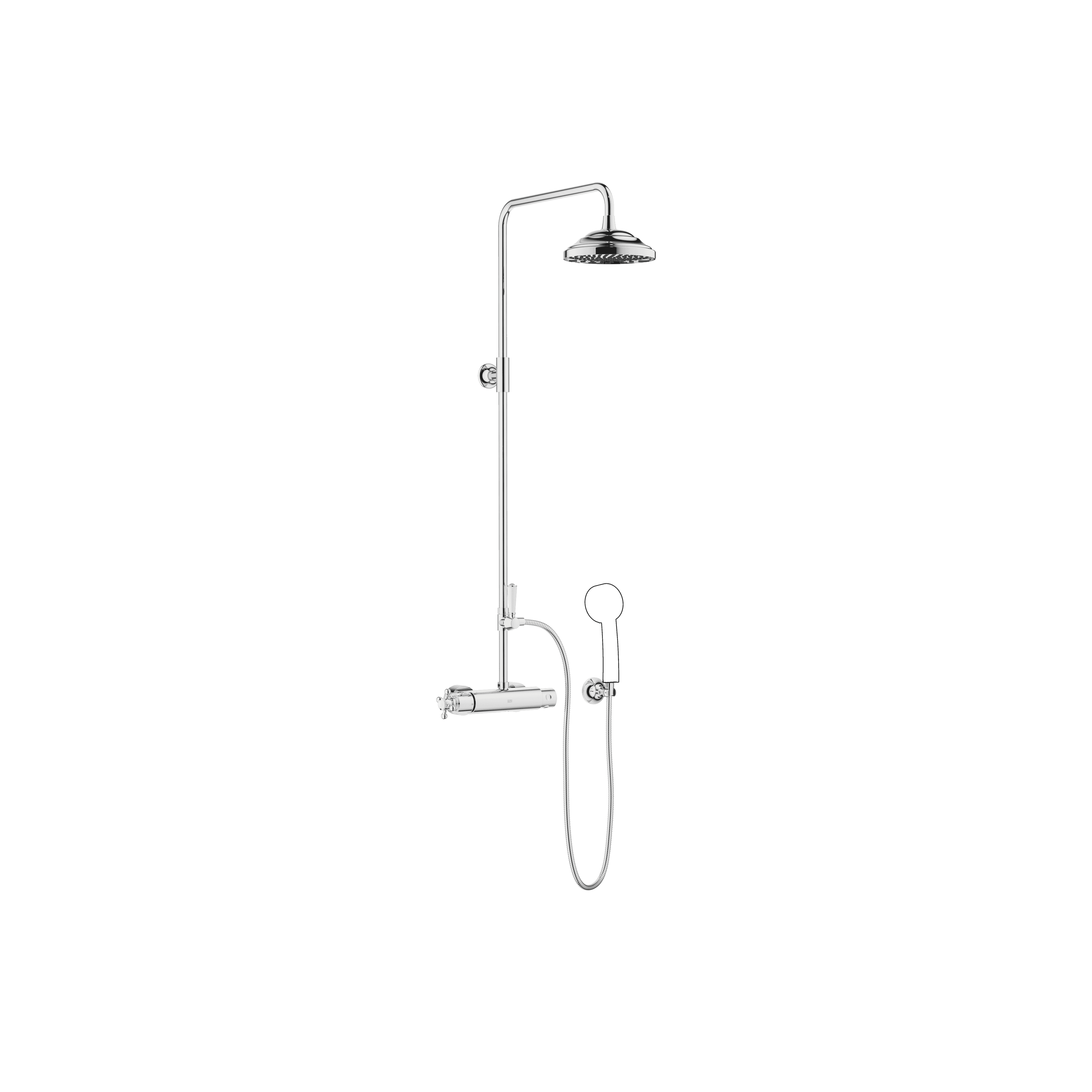 MADISON Showerpipe with shower thermostat without hand shower 200 mm in Chrome