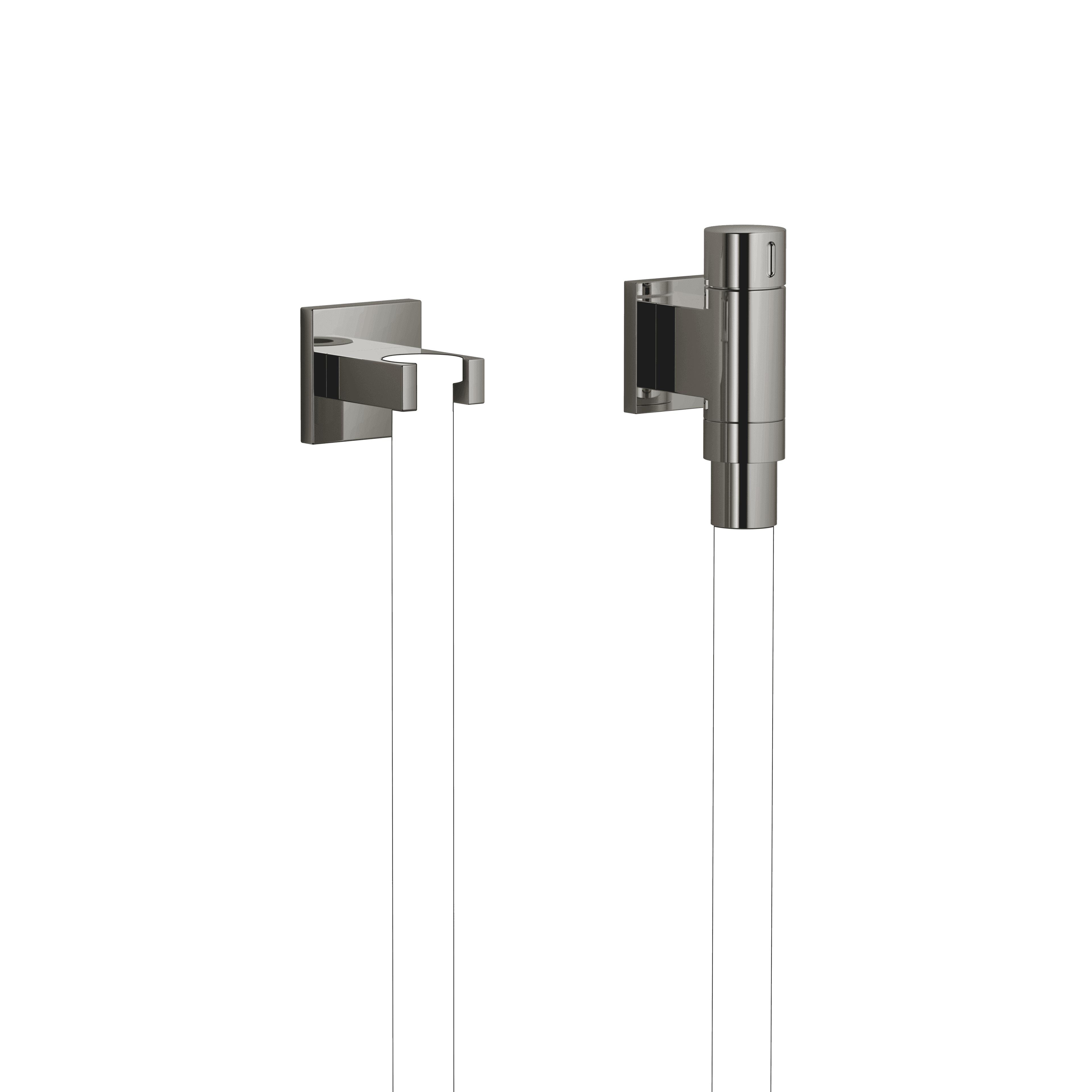 WATER TUBE Kneipp wall elbow with hose holder with individual rosettes in Dark Chrome
