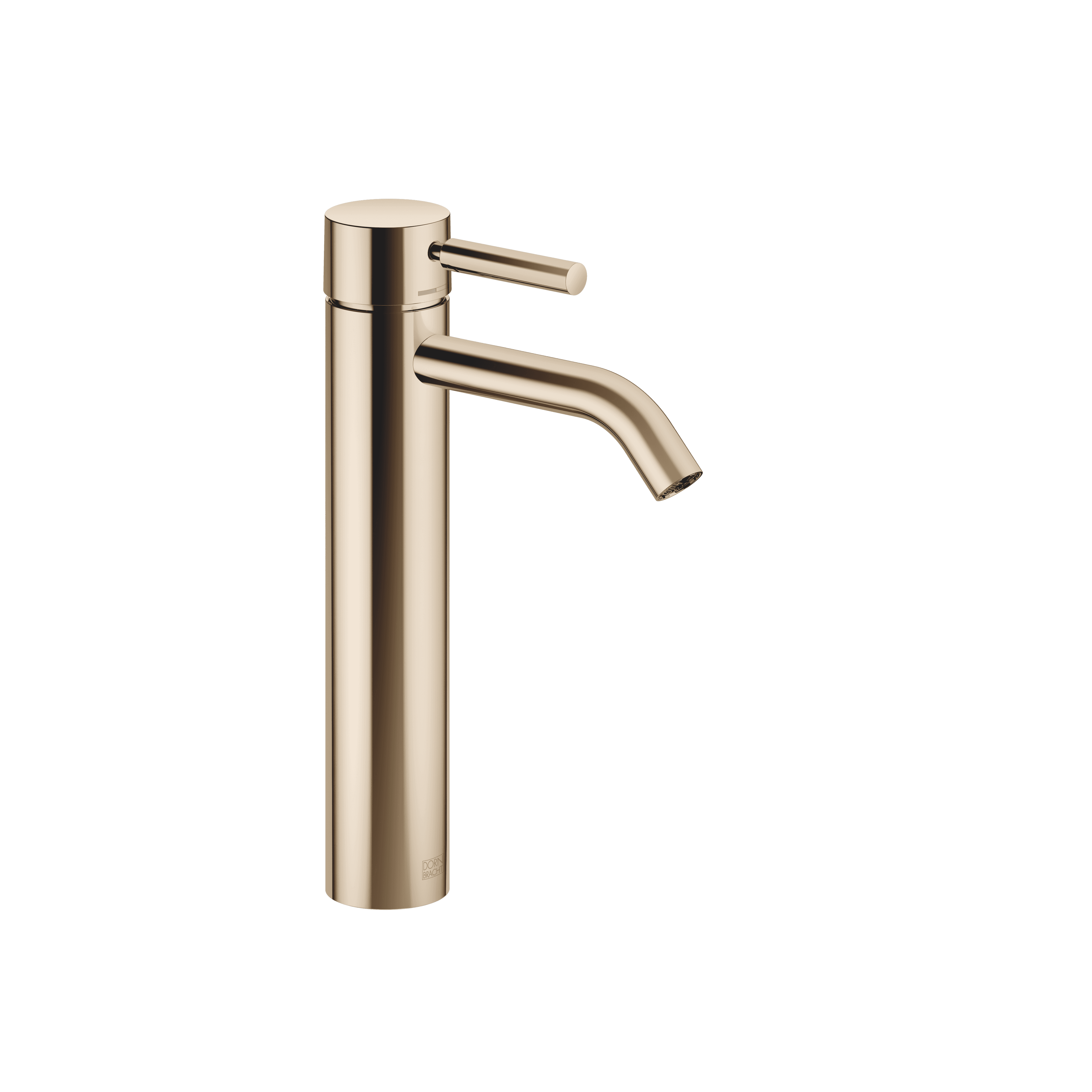 META Single-lever basin mixer with raised base without pop-up waste in Light Gold (PVD)