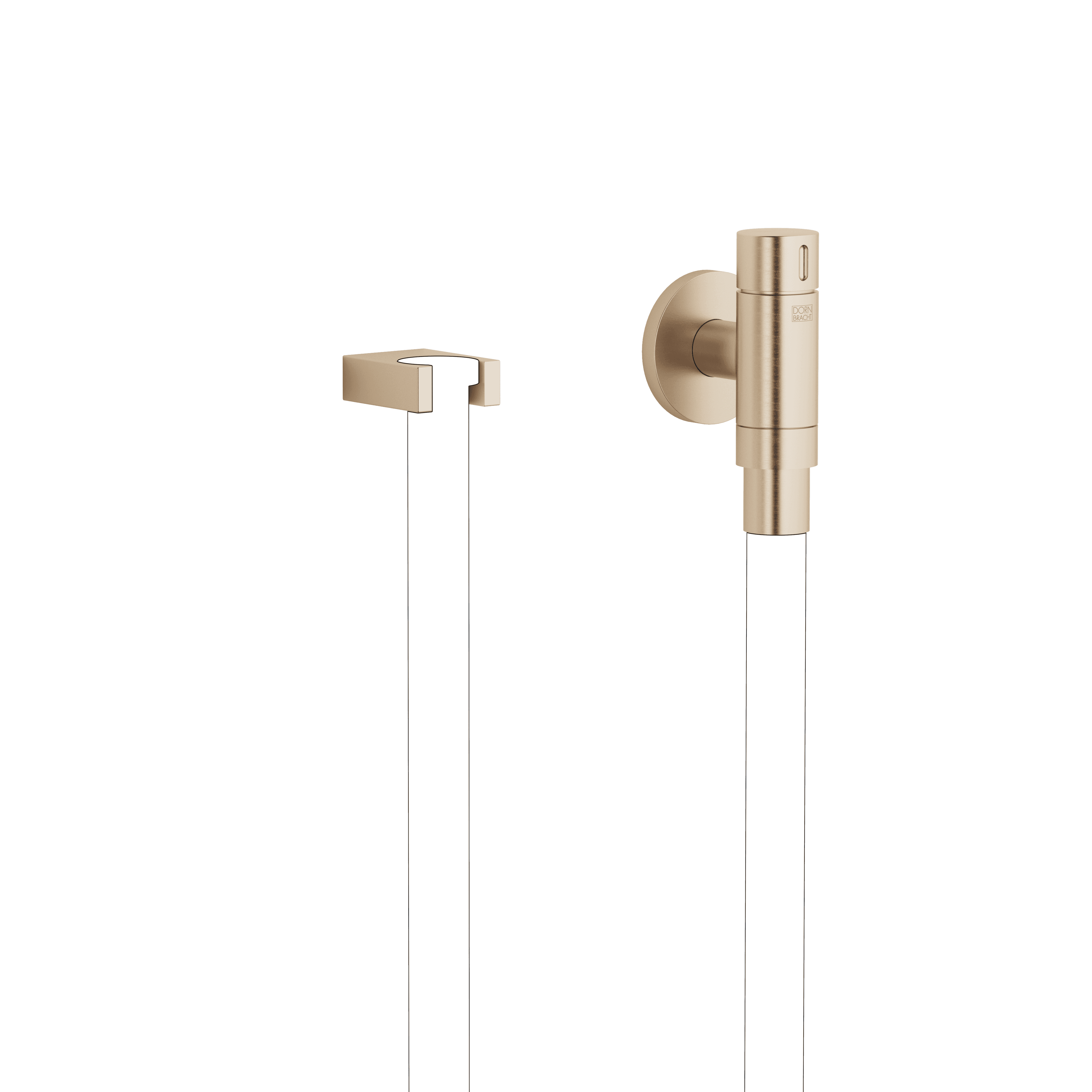 WATER TUBE Kneipp wall elbow with hose holder with individual rosettes in Brushed Light Gold (PVD)