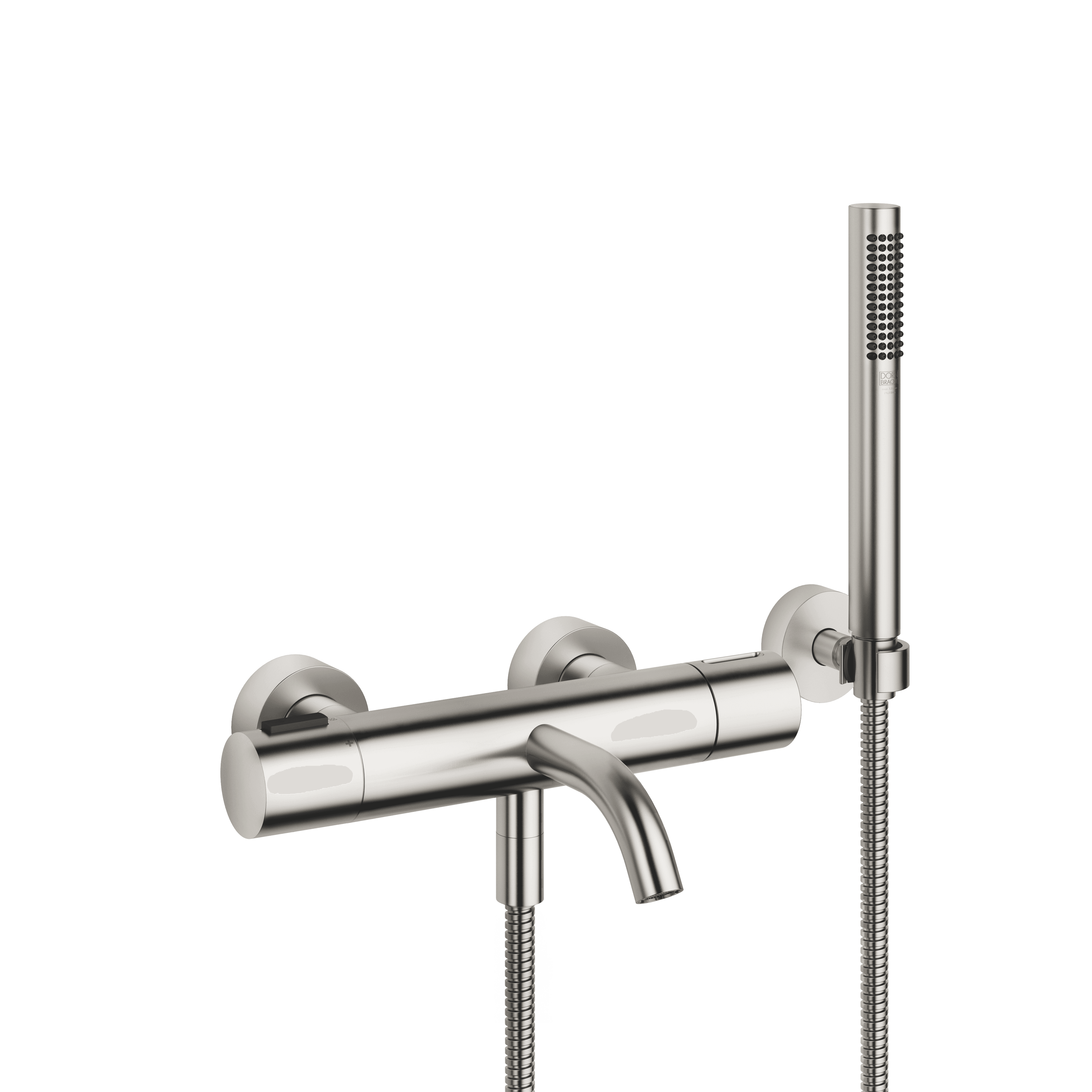 META Bath thermostat for wall mounting with hand shower set in Brushed Platinum