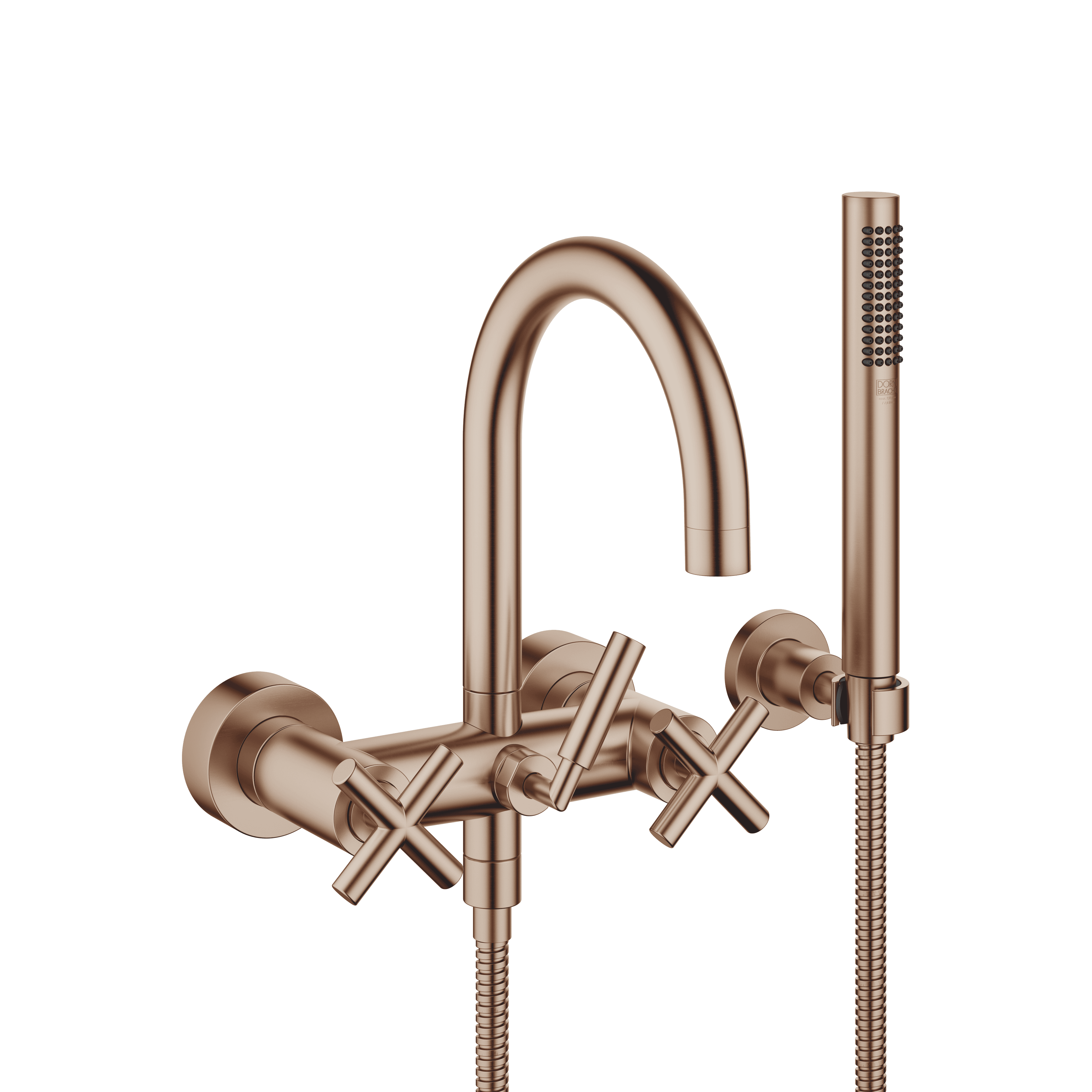 TARA Bath mixer for wall mounting with hand shower set in Brushed Bronze (PVD)