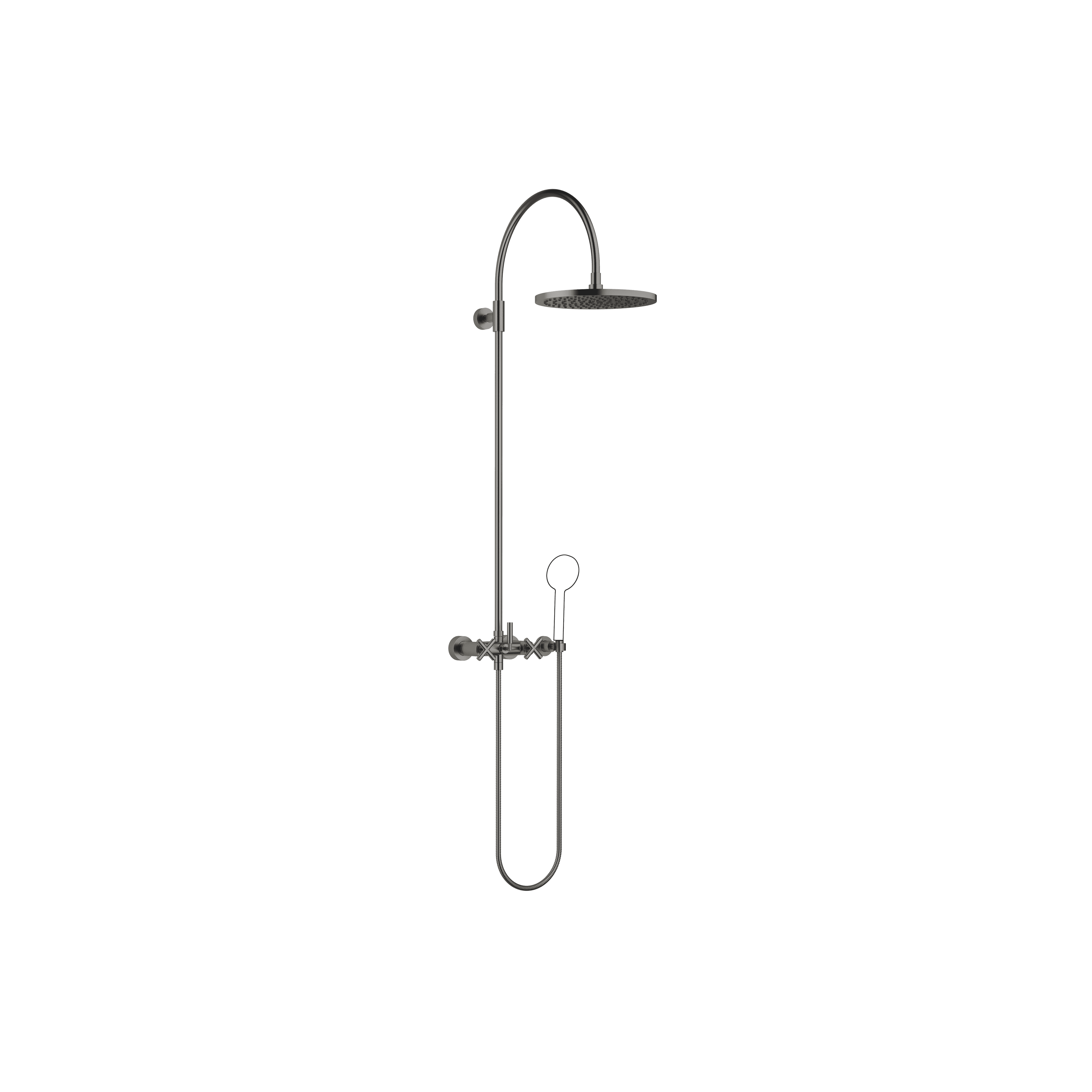 TARA Showerpipe with shower mixer without hand shower 300 mm in Brushed Dark Platinum