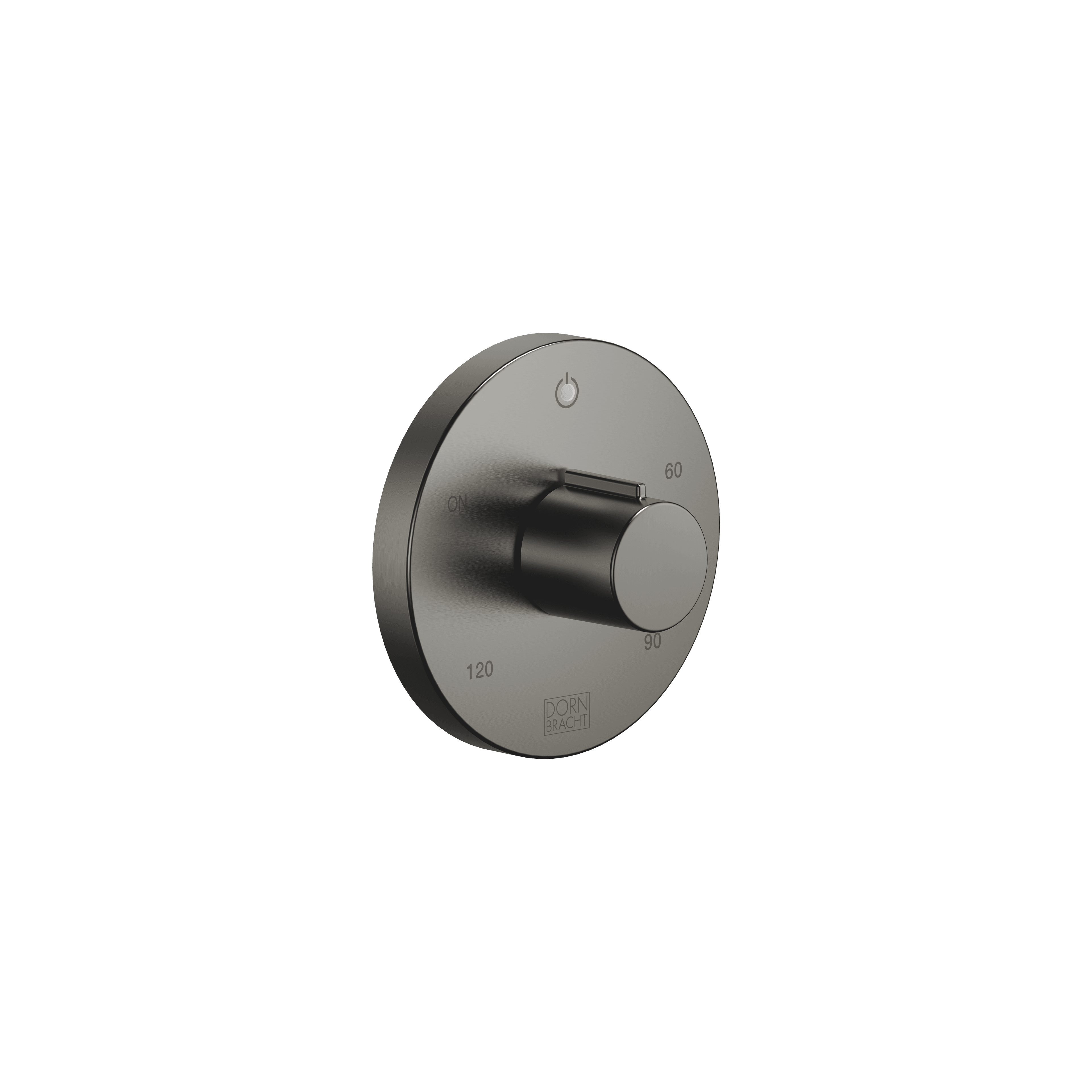Electronic control elements for towel warmer in Brushed Dark Platinum