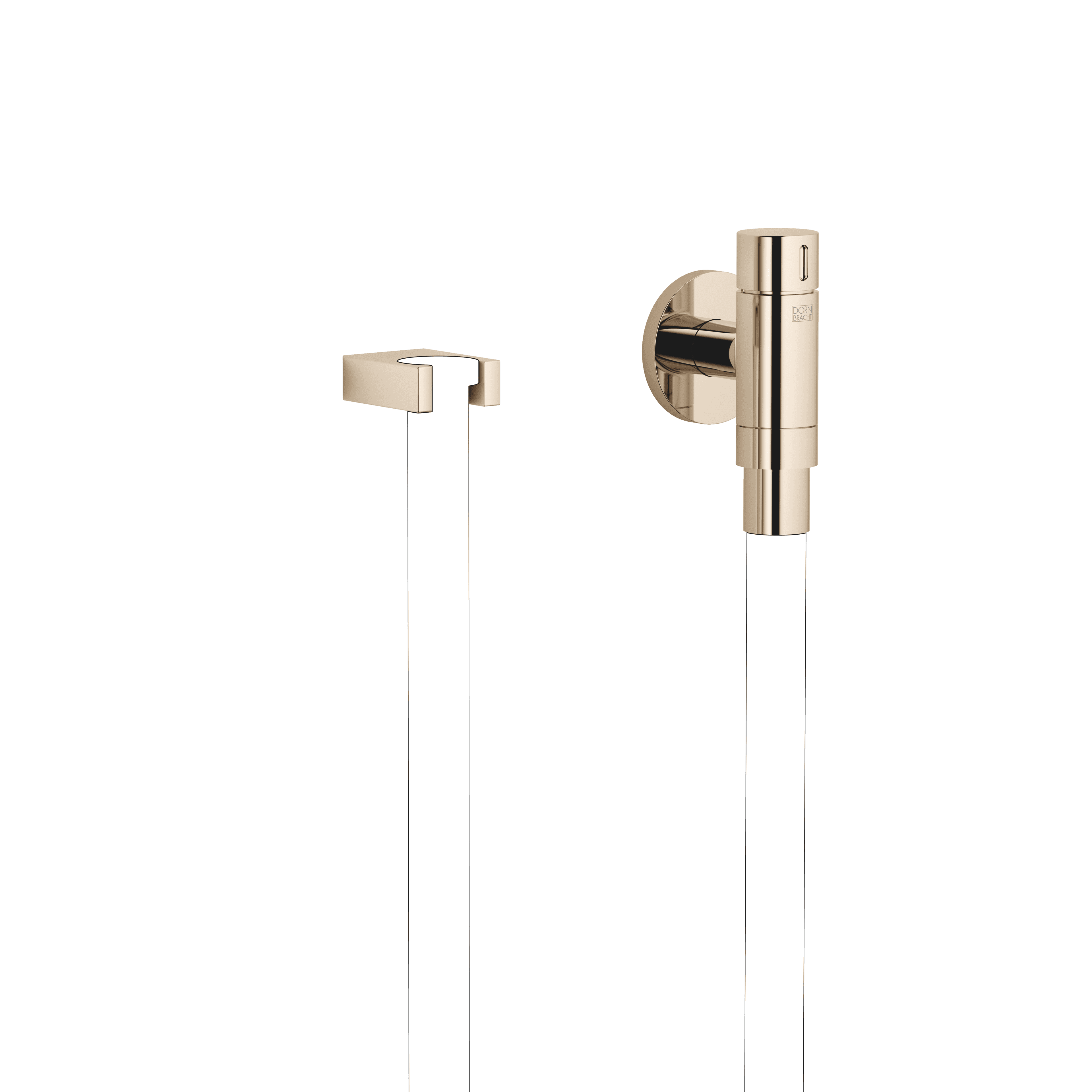 WATER TUBE Kneipp wall elbow with hose holder with individual rosettes in Light Gold (PVD)