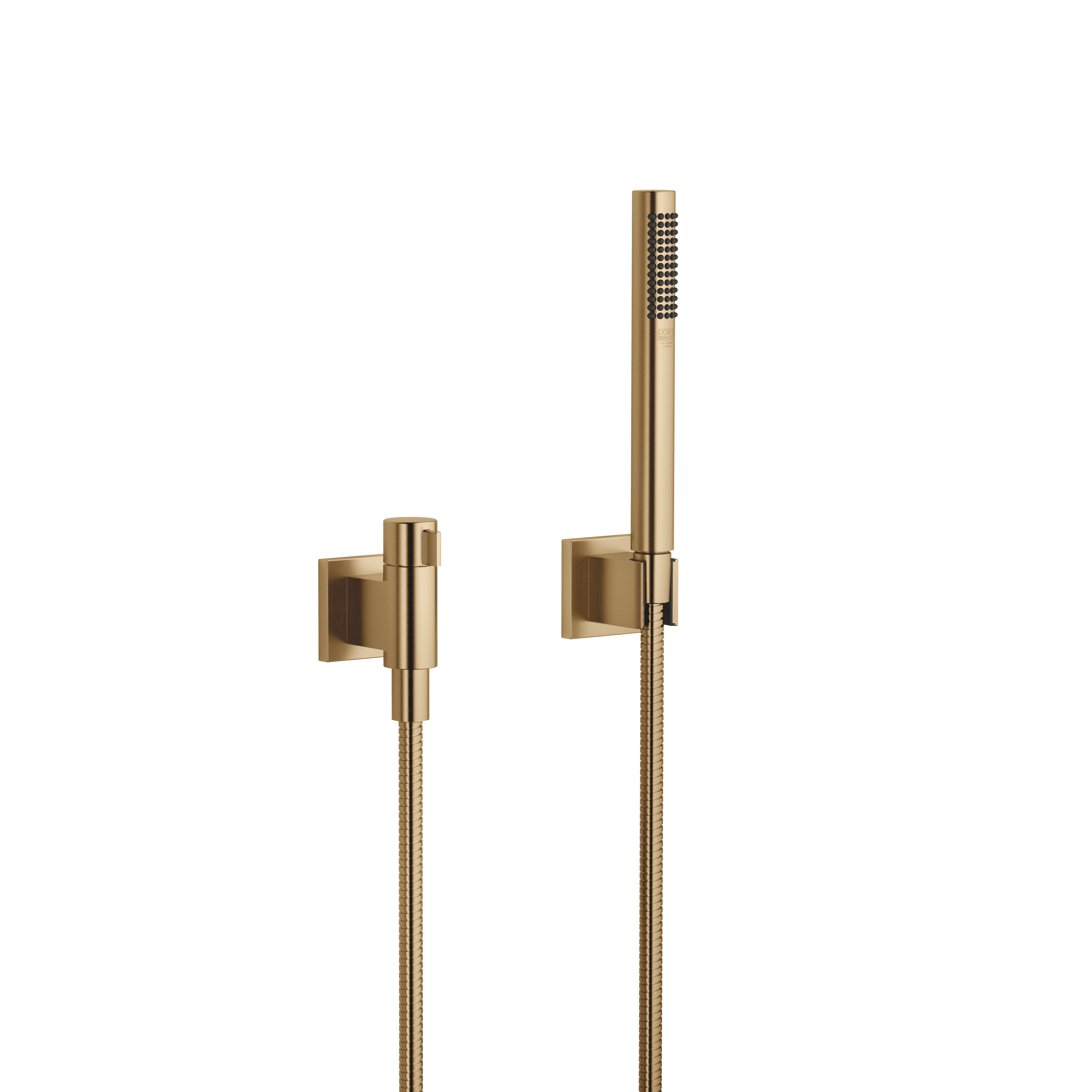 Hand shower set with individual rosettes with volume control in Brushed Dark Brass (PVD)