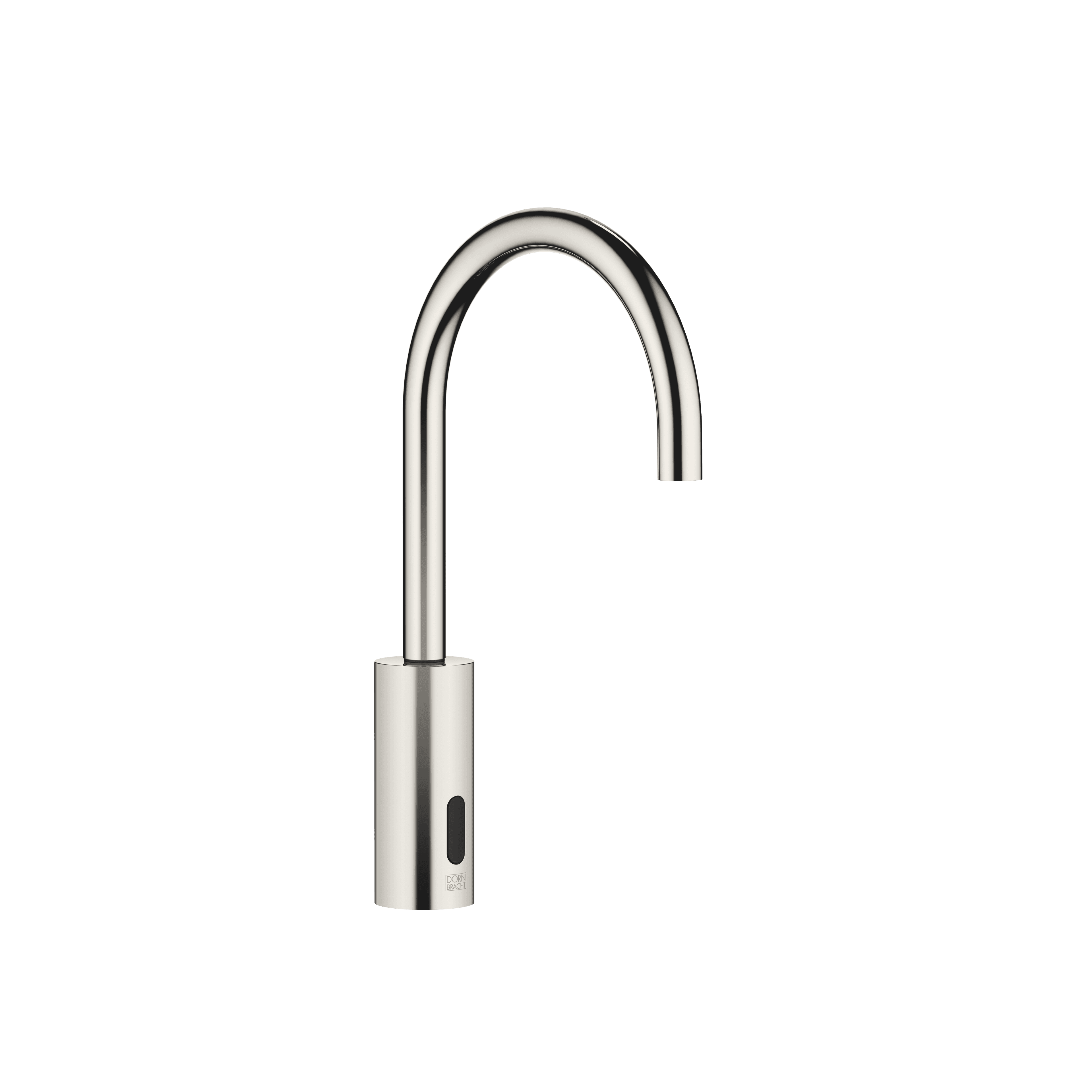 Touchfree Washstand fitting with electronic opening and closing function without pop-up waste in Platinum