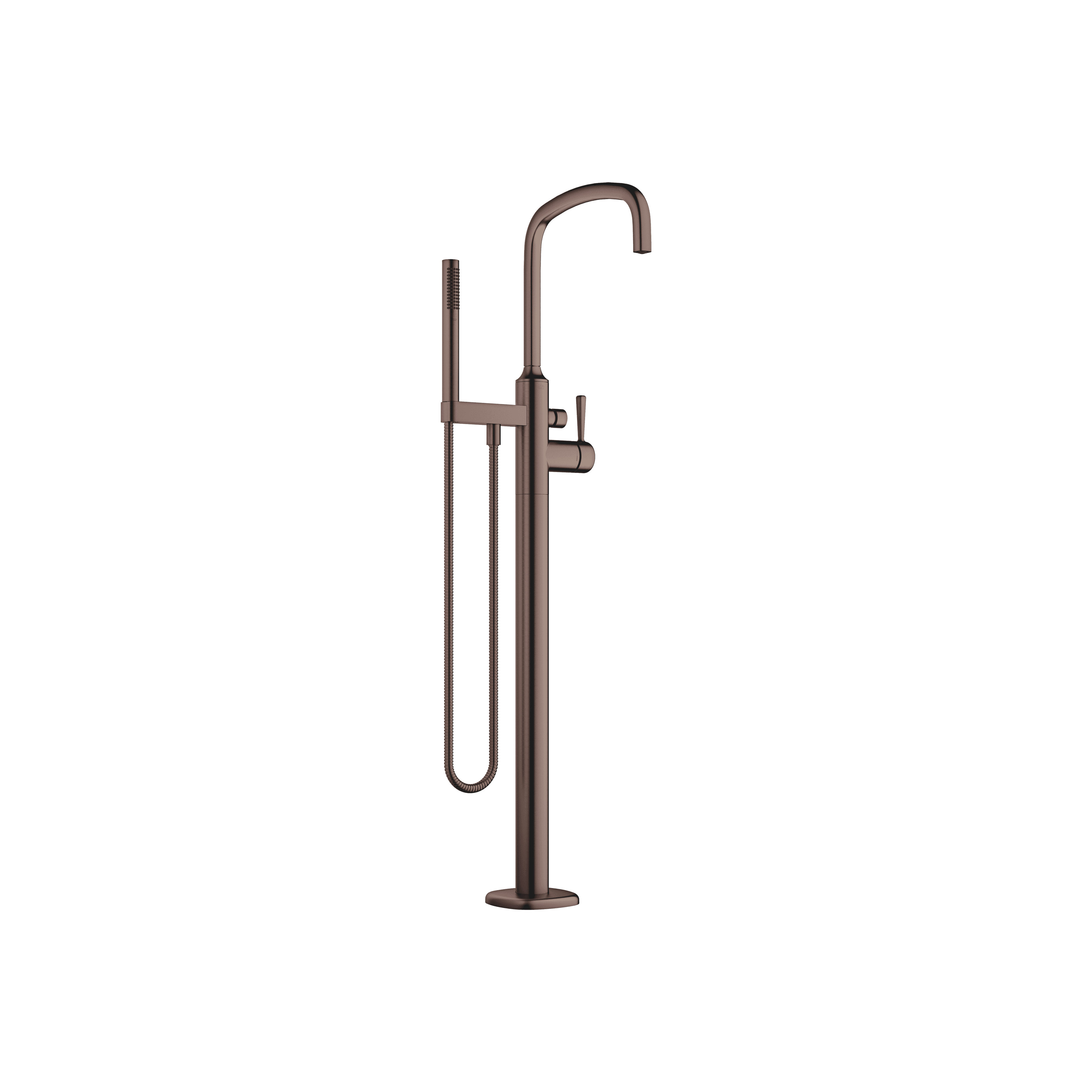 COYA Single-lever bath mixer with stand pipe for free-standing assembly with hand shower set in Brushed Dark Bronze (PVD)