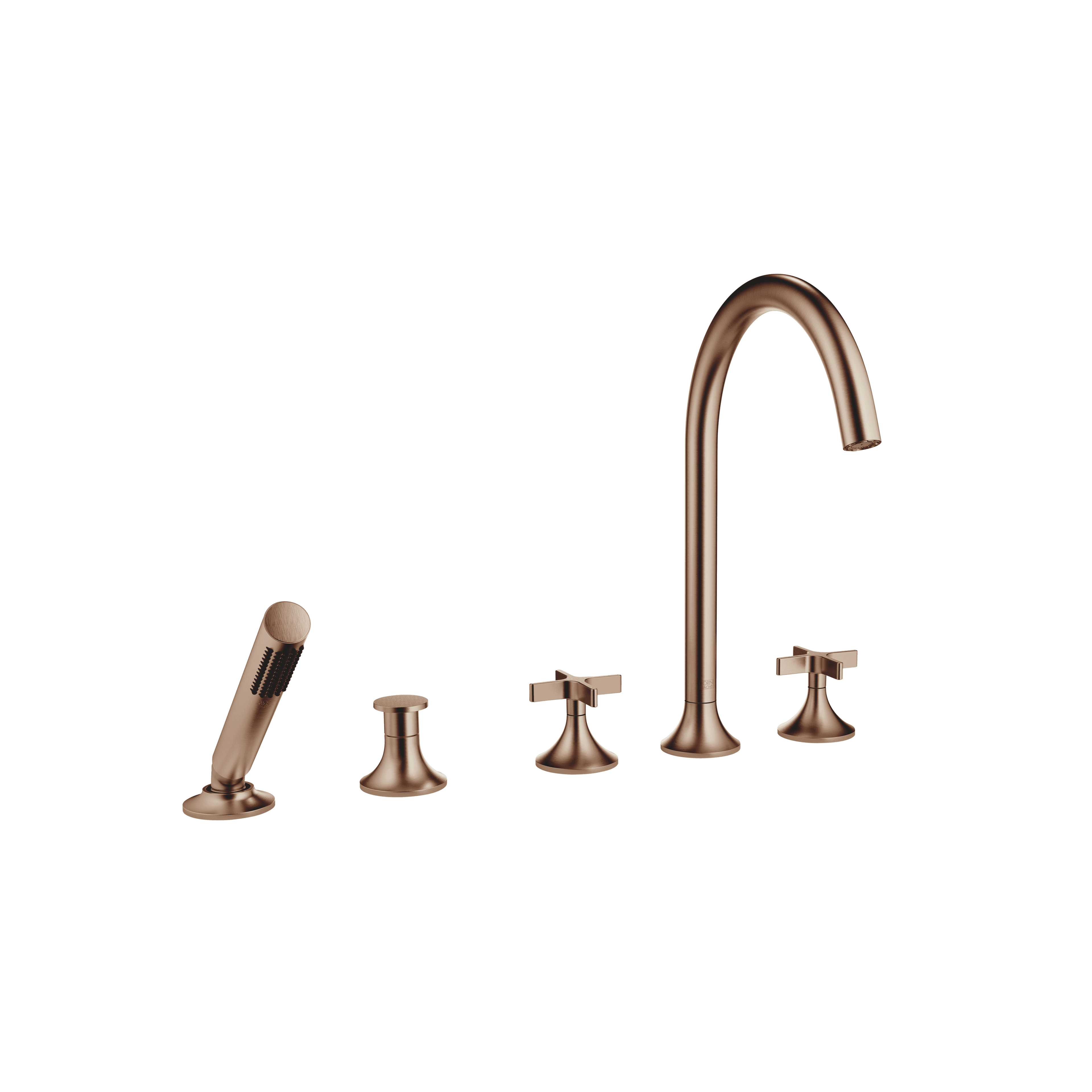 VAIA Five-hole bath mixer for deck mounting with diverter in Brushed Bronze (PVD)