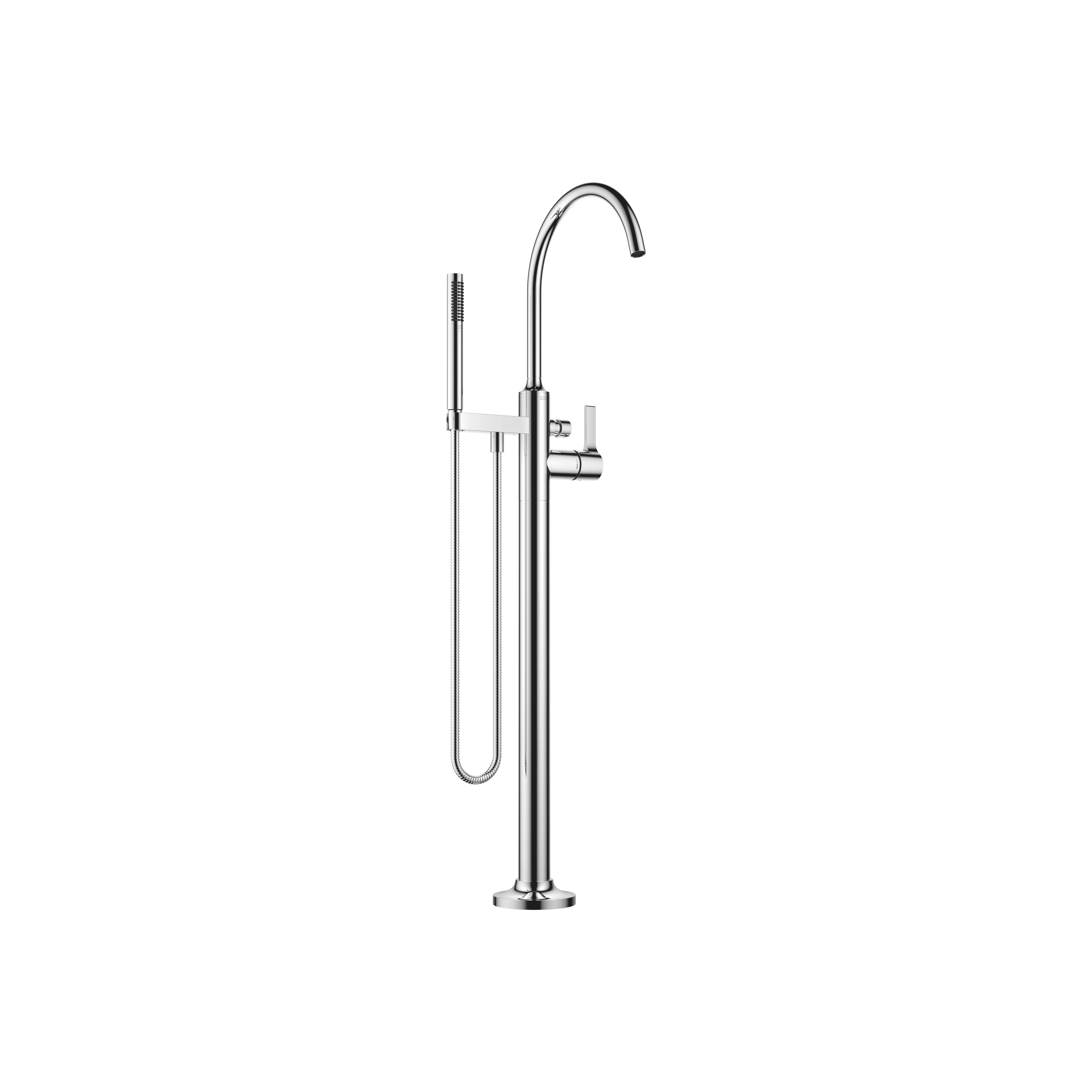 VAIA Single-lever bath mixer with stand pipe for free-standing assembly with hand shower set in Chrome