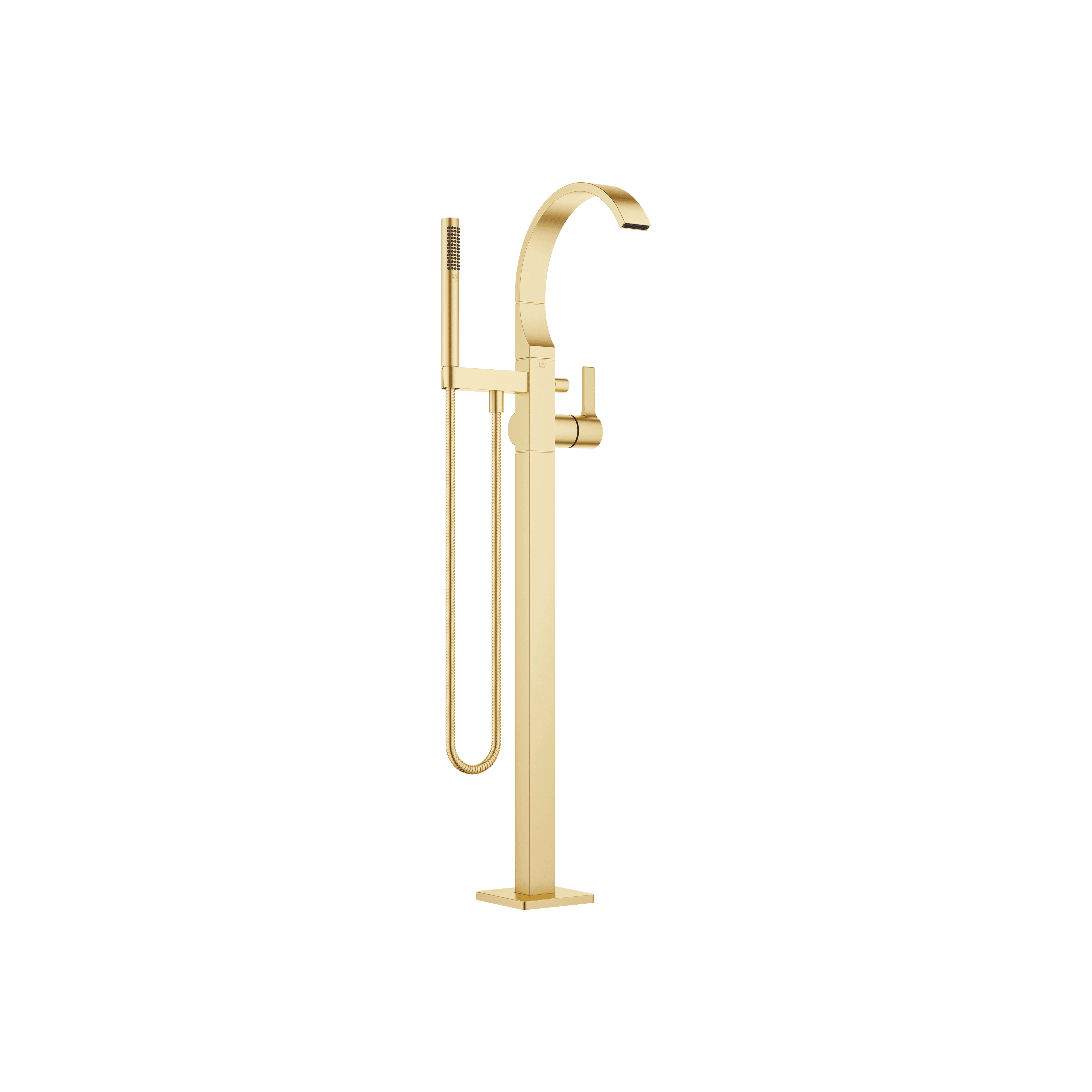 CYO Single-lever bath mixer with stand pipe for free-standing assembly with hand shower set in Brushed Durabrass (23kt Gold)